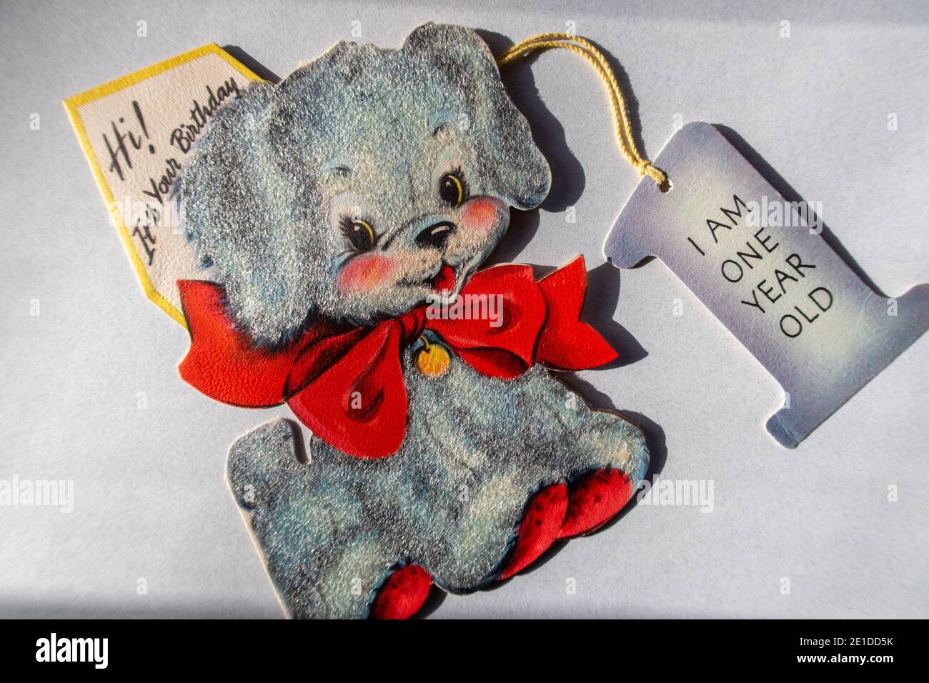 Vintage Kindheit ersten Geburtstag Grußkarte, USA 1949 Stockfoto