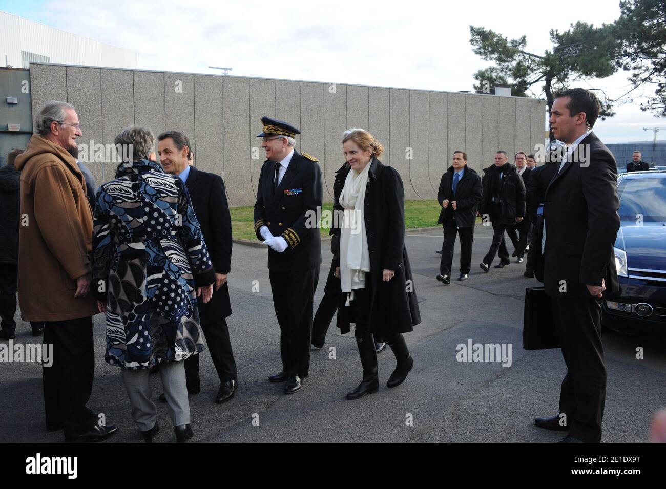 Deplacement du Präsident Nicolas Sarkozy au chantier Naval de St. Nazaire STX, en Presence du Vice Premier Ministre Russe Igor SETCHNI. POOL/Mousse/ABACAPRESS.COM Stockfoto