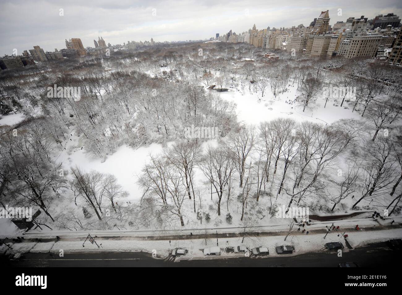 Ein Blick auf den Central Park nach einem Sturm, der am 27. Januar 2011 in New York City Manhattan in 20 Zoll Schnee übertraf. Foto von Elizabeth Pantaleo/ABACAUSA.COM Stockfoto