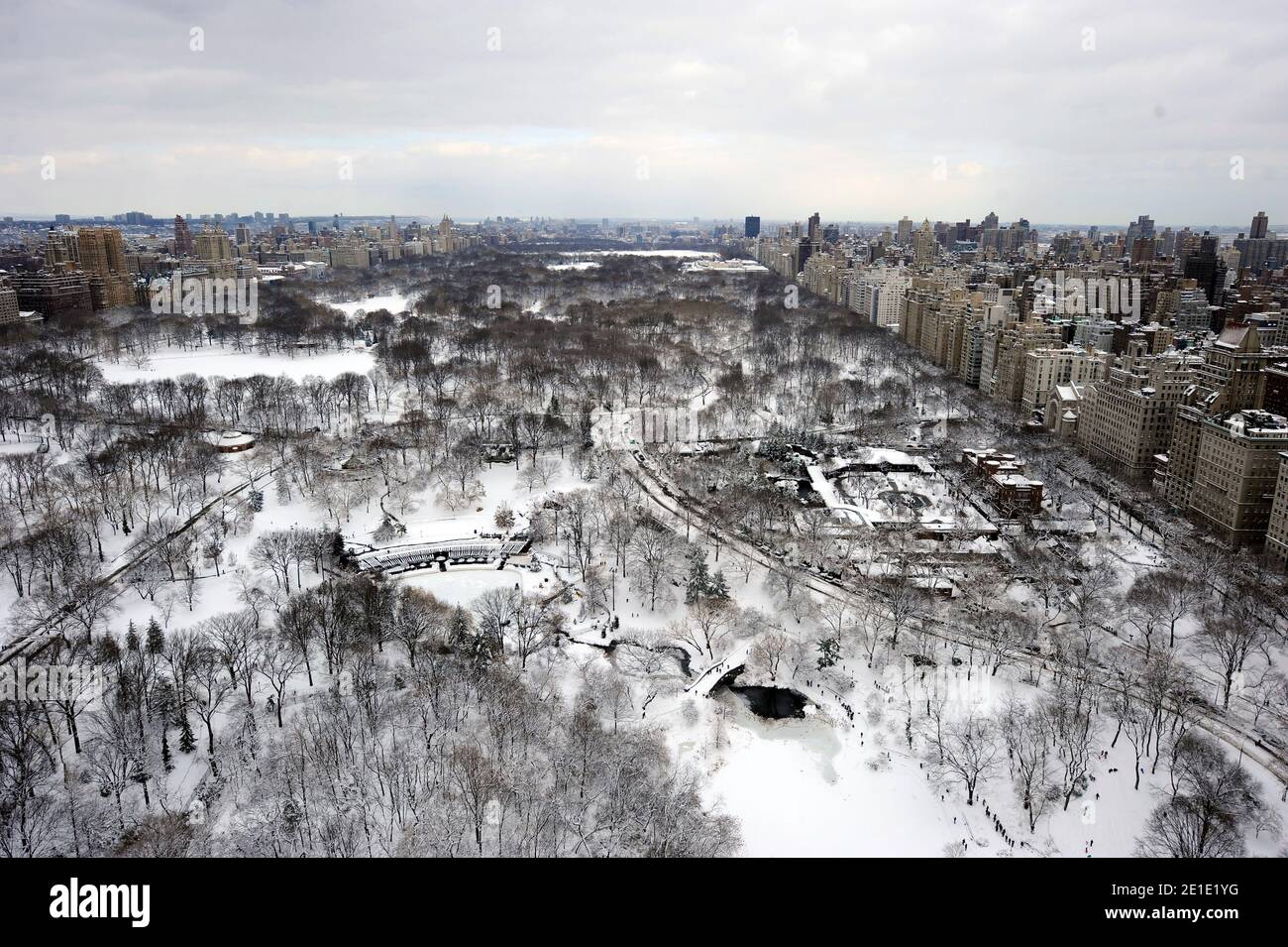 Ein Blick auf den Central Park nach einem Sturm, der am 27. Januar 2011 in New York City Manhattan in 20 Zoll Schnee übertraf. Foto von Elizabeth Pantaleo/ABACAUSA.COM Stockfoto