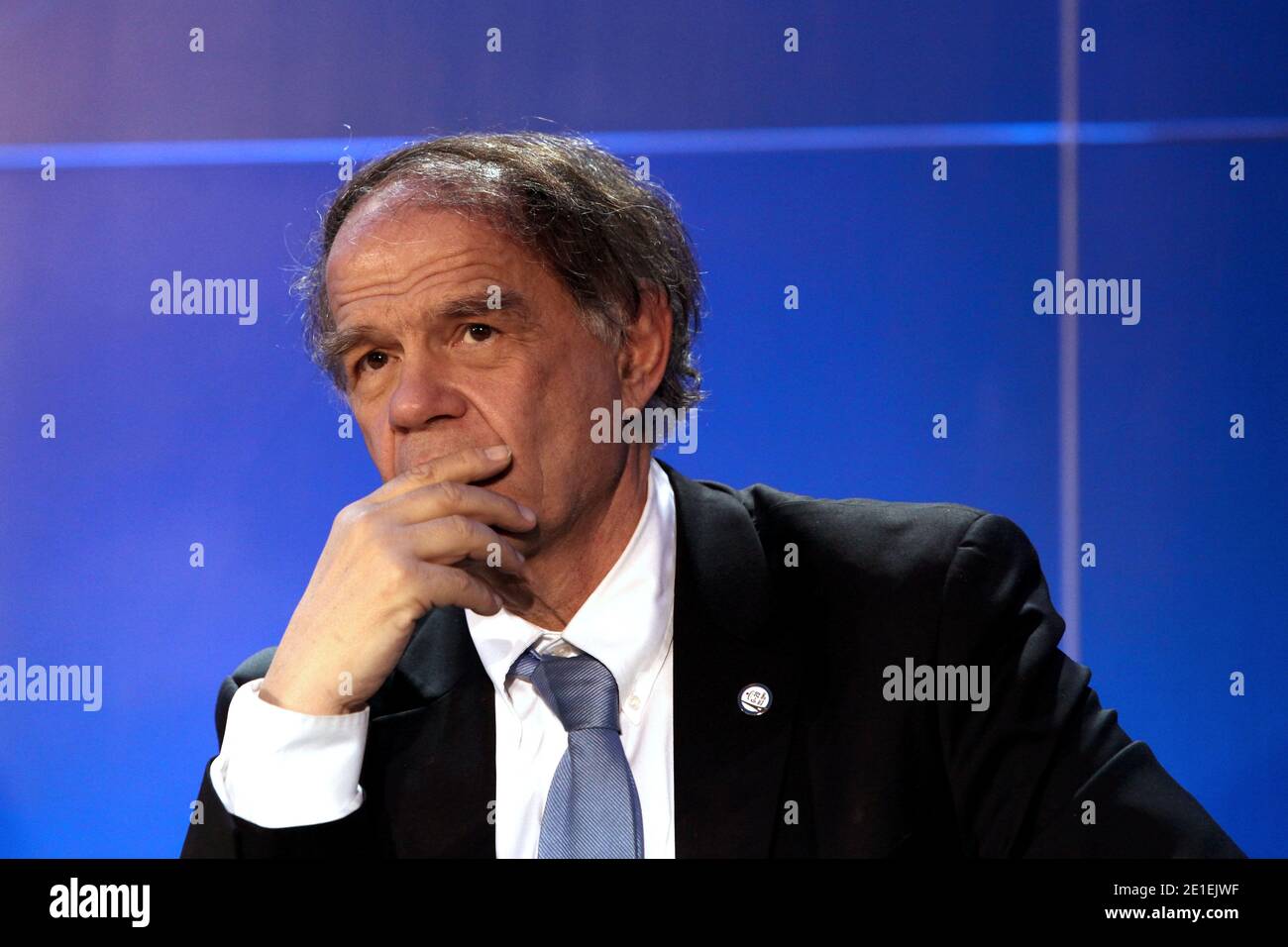 Jean-Pierre Landau, zweiter Stellvertreter des französischen Zentralbankgouverneurs Christian Noyer, nimmt an einer Pressekonferenz im Rahmen eines G20-Finanzgipfels am 19. Februar 2011 im französischen Finanzministerium in Paris Teil. Finanzchefs aus den 20 industrialisierten und am schnellsten entwickelnden Nationen der Welt ringen bei einem zweitägigen Treffen in Paris um die Frage, wie die Weltwirtschaft stabil werden kann. Foto von Stephane Lemouton/ABACAPRESS.COM Stockfoto