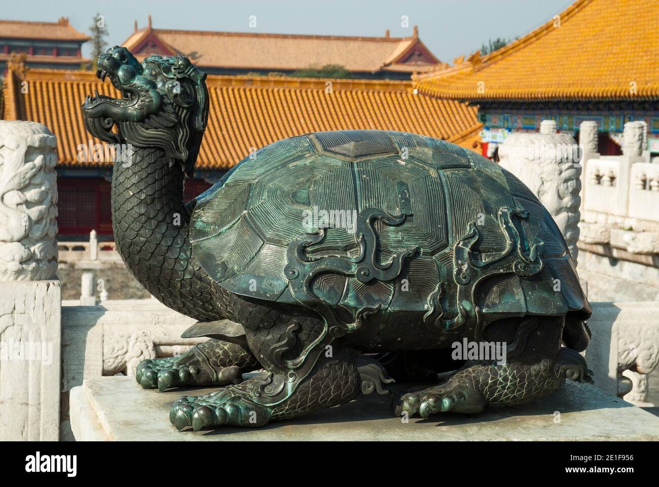 Bronzeschildkröte in der Verbotenen Stadt, Peking, China Stockfoto