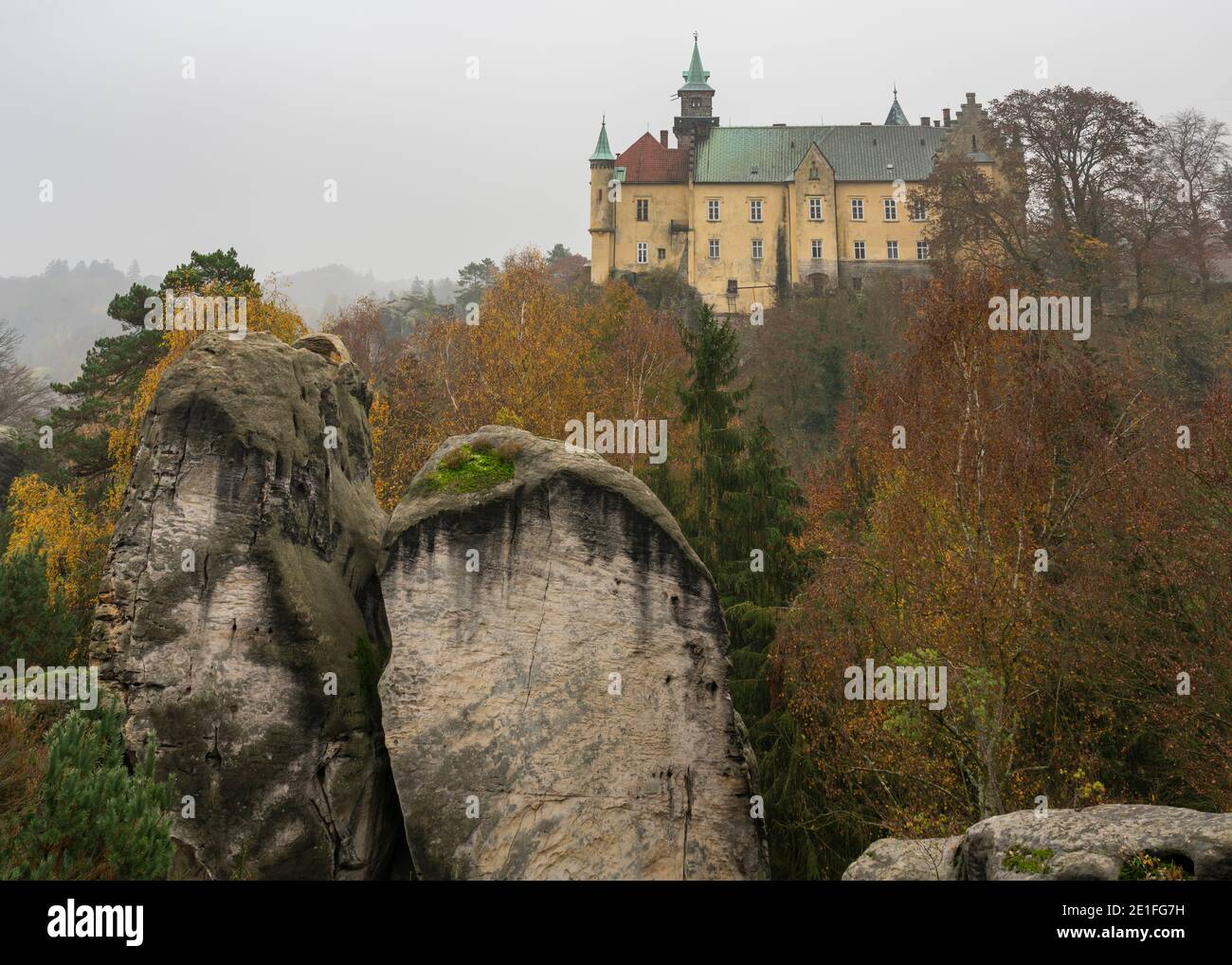 Schloss Hruba Skala, Schloss Hruba Skala, Böhmisches Paradies, Tschechische Republik Stockfoto