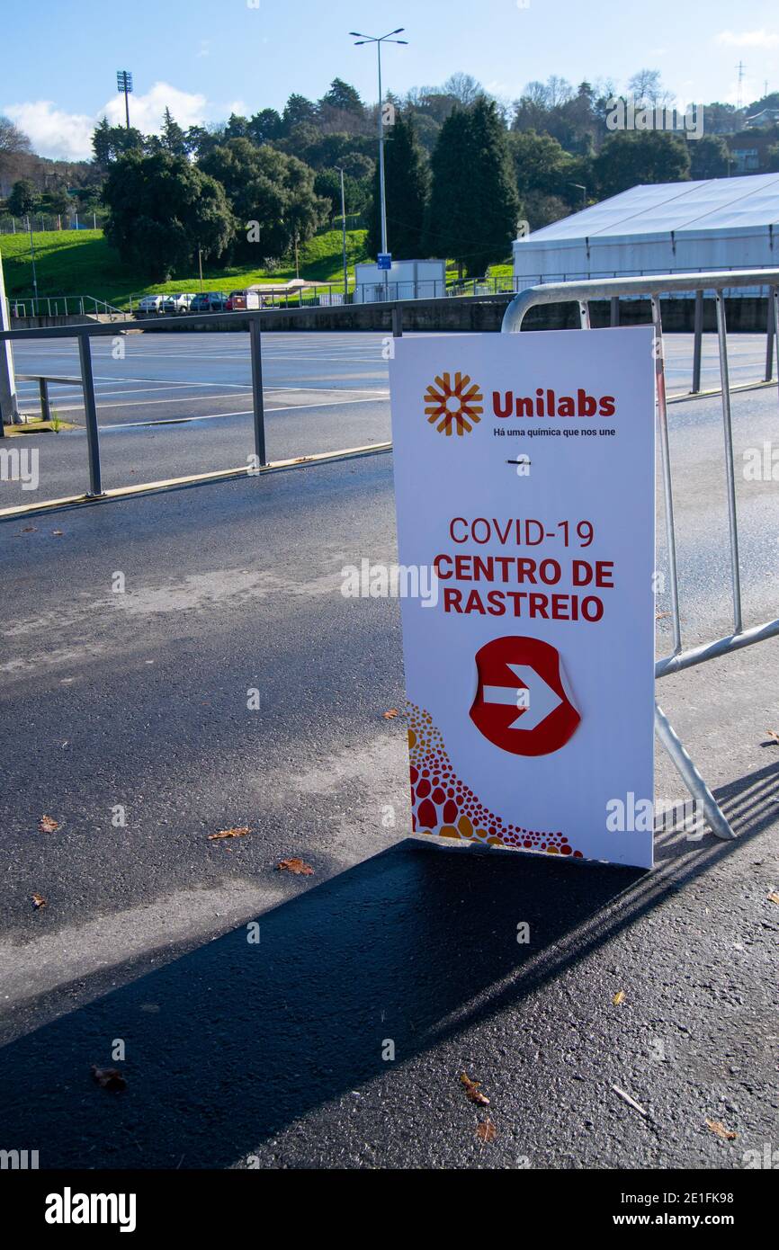 Covid19 Testzentrum von unilabs in Braga, Portugal, Centro de rastreio Covid-19 Stockfoto