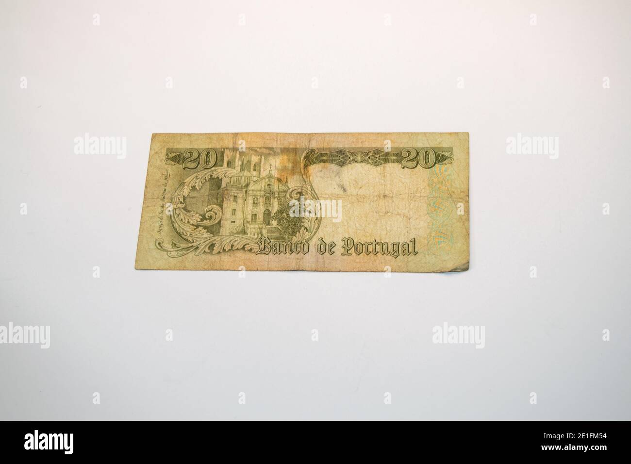 Alte portugiesische Banknoten, alte Geldscheine vor dem europäischen Wirtschaftseintritt Stockfoto