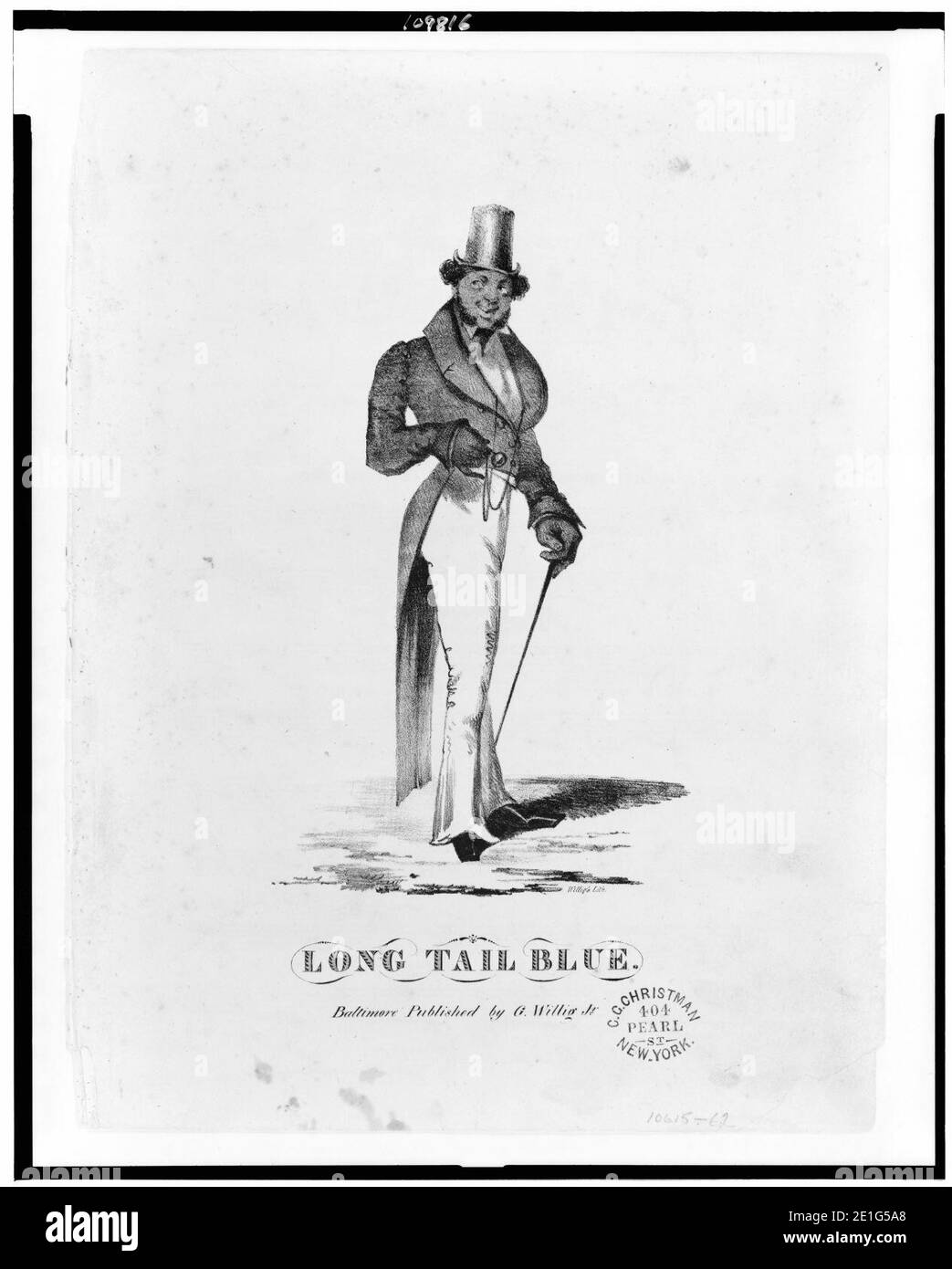 Langer Schwanz blau - Willigs Lith. Stockfoto