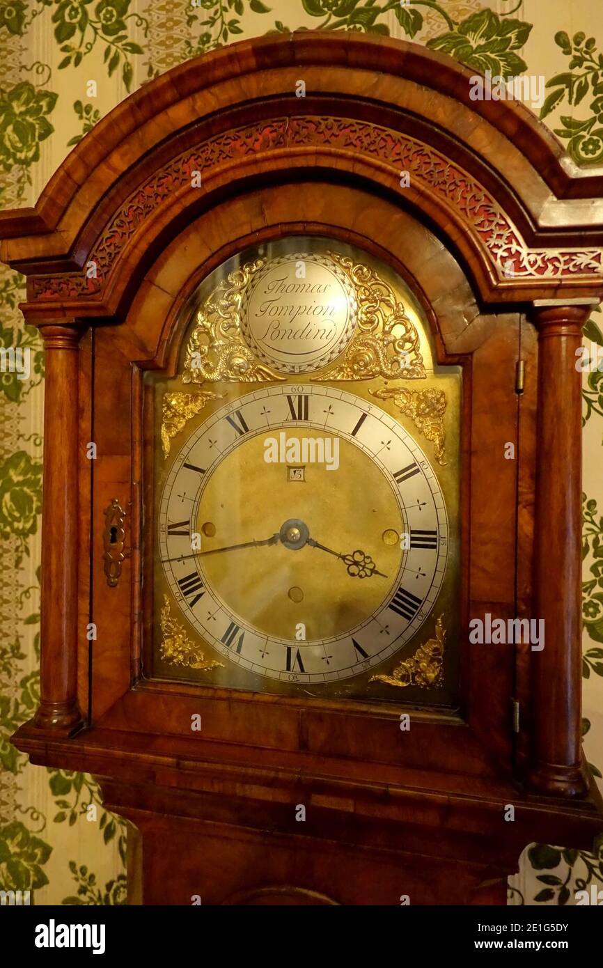 Longcase Uhr, Thomas Tompion, Londini - Chatsworth House - Derbyshire, England Stockfoto