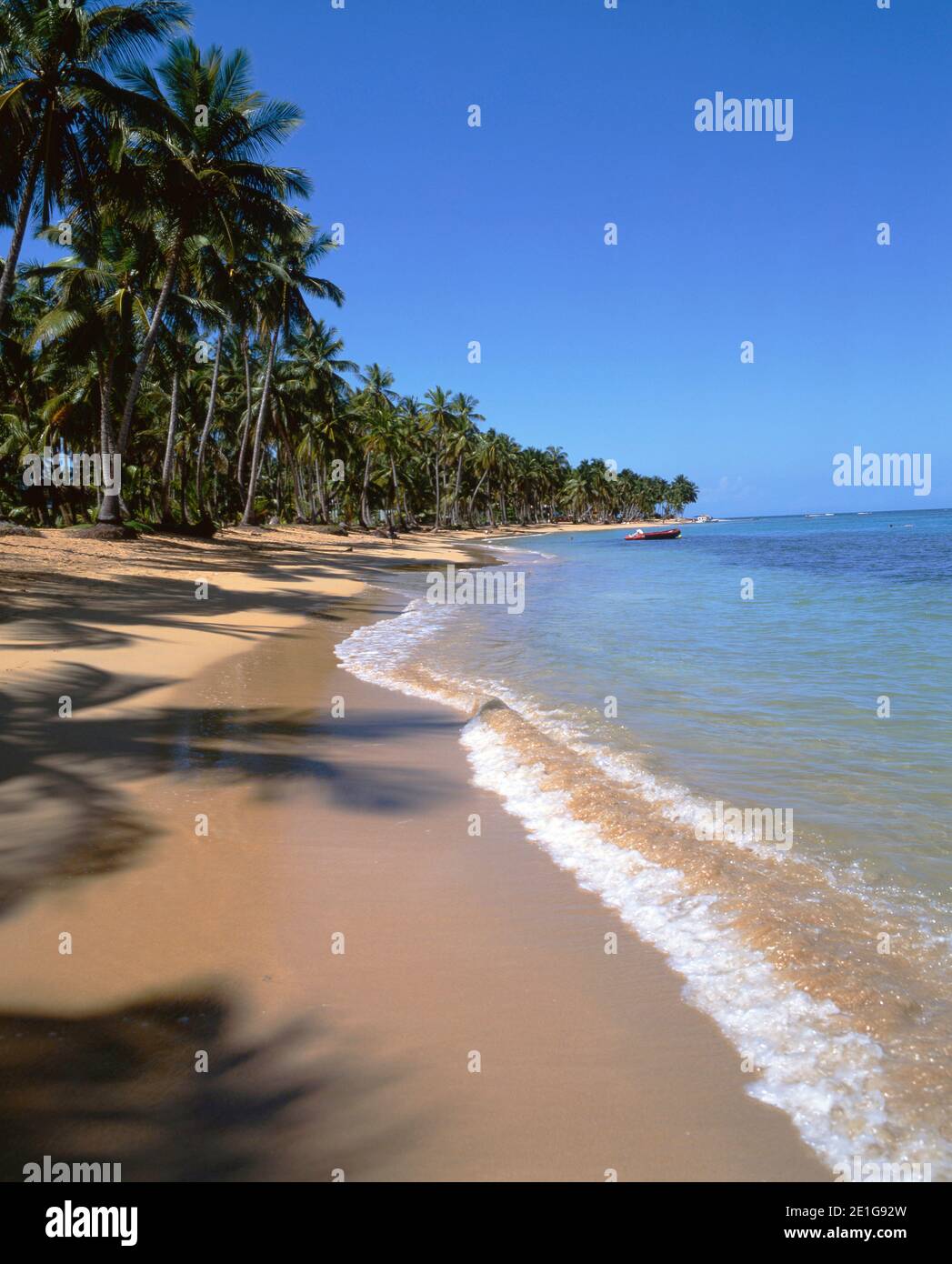 Der Strand von Las Terrenas, Halbinsel von Samana, Dominikanische Republik Stockfoto