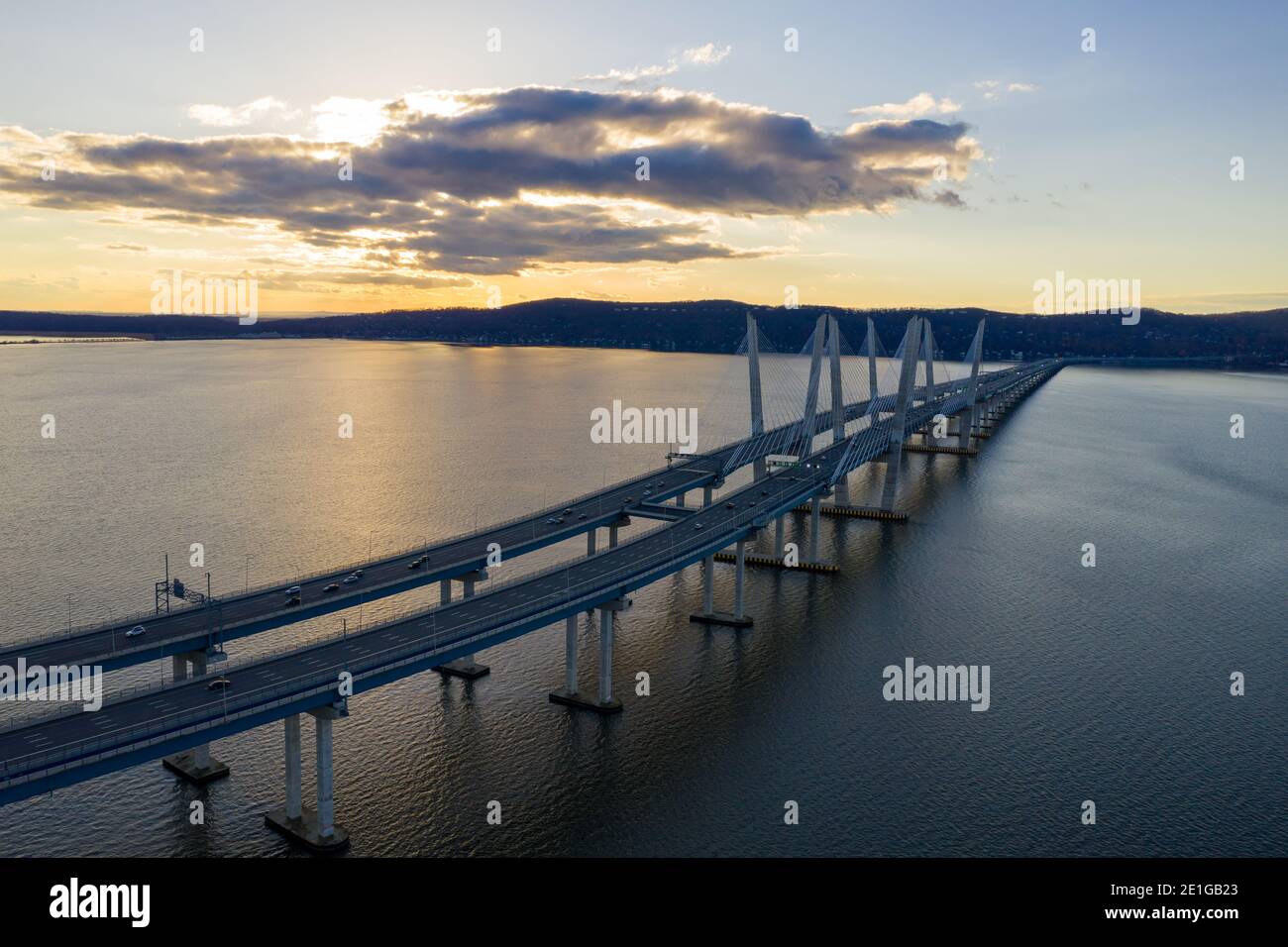 Die New Tappan Zee Bridge (der Gouverneur M. Cuomo), die den Hudson River in New York überspannt. Stockfoto