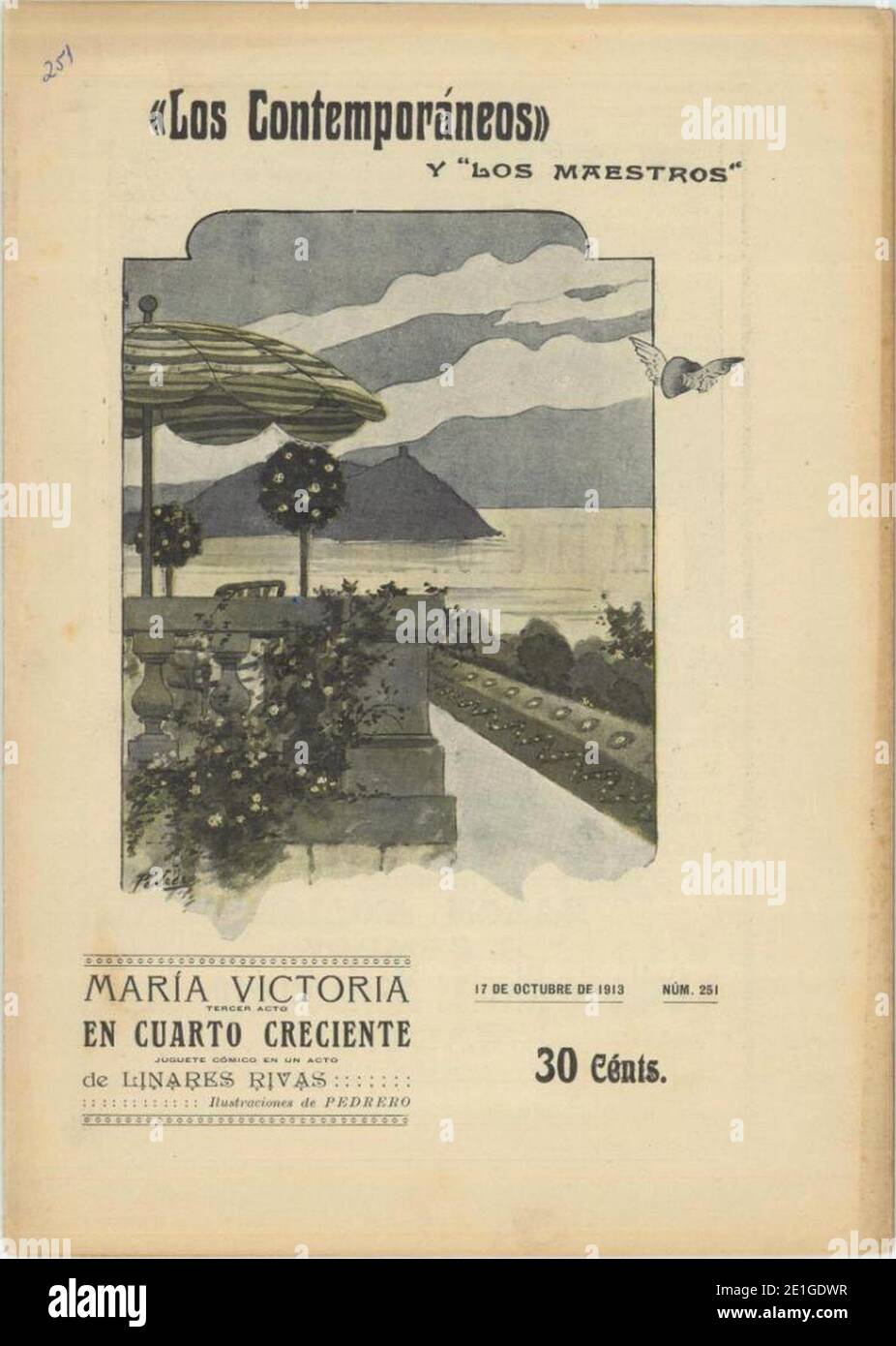 Los Contemporáneos, María Victoria, en Cuarto Creciente, Okt 1913, nº 251, Cover von Mariano Pedrero. Stockfoto