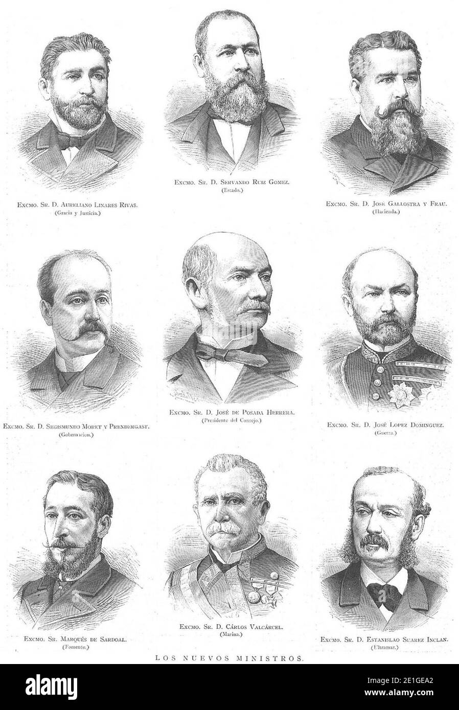 Los nuevos ministros, en La Ilustración Española y Americana, 1883. Stockfoto