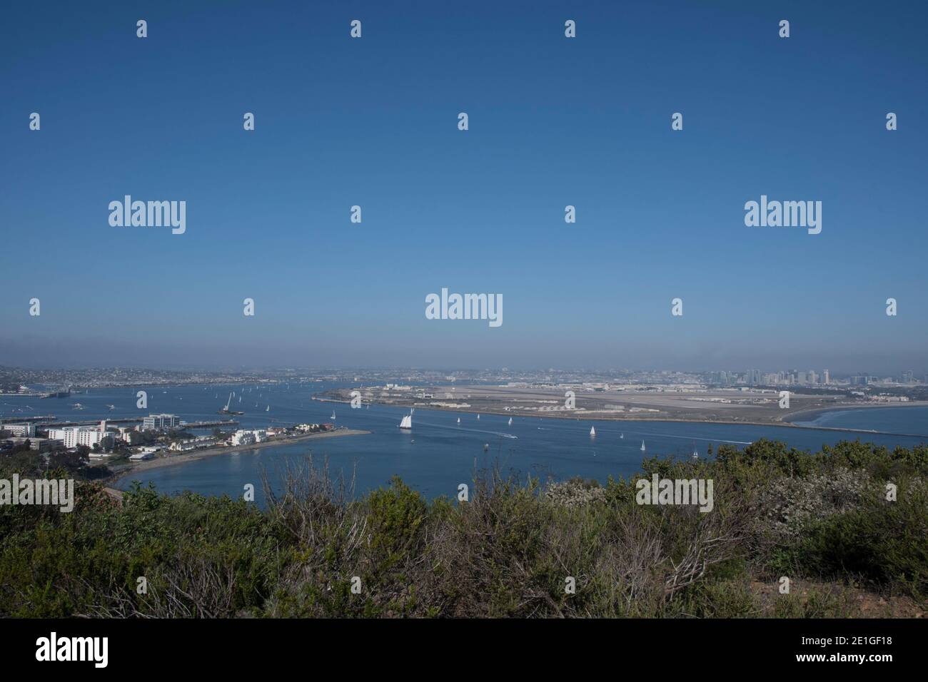 Ein atemberaubender Blick auf die Bucht von San Diego in Kalifornien Stockfoto