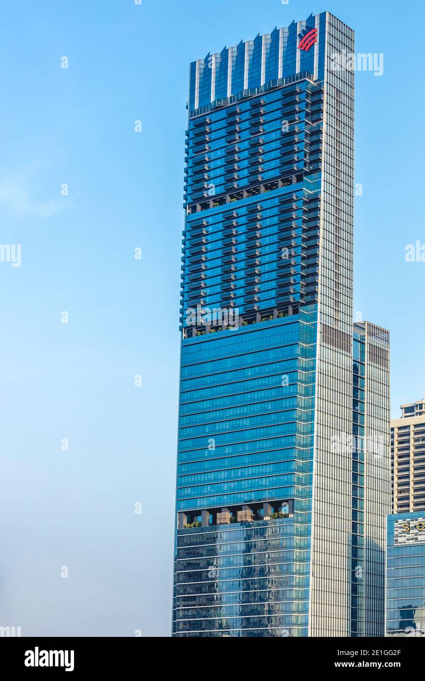 Außenansicht des Tanjong Pagar Center, auch bekannt als Guoco Tower, Singapur. Stockfoto