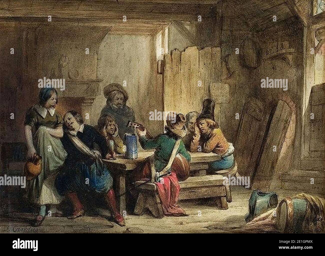 Louis Antoine Carolus - Secene in a Tavern 1. Stockfoto