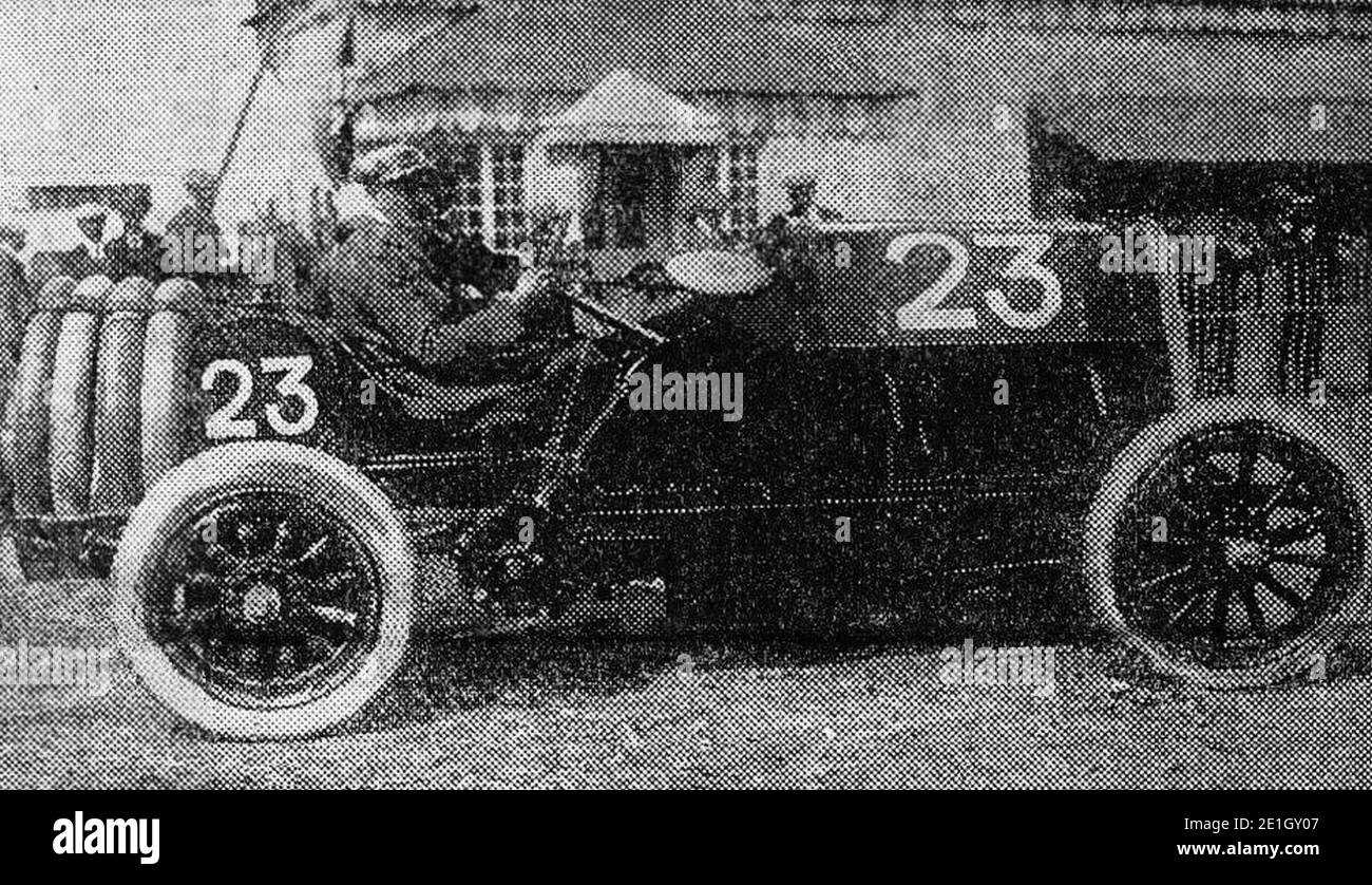 Louis Wagner deuxième du Grand Prix de l'ACF 1912, sur Fiat. Stockfoto
