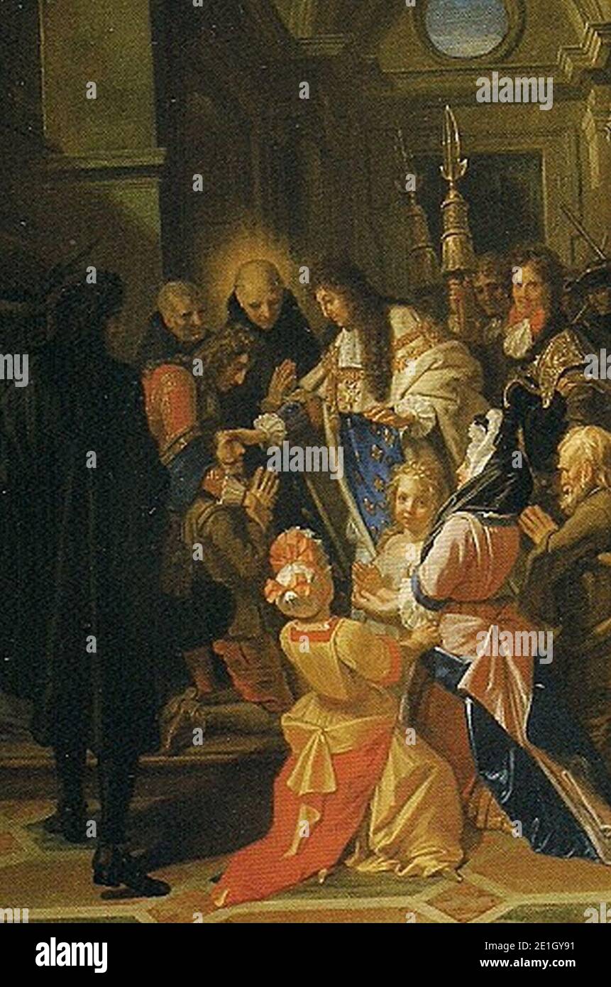 Ludwig XIV. Berührt die Gedränge. Stockfoto