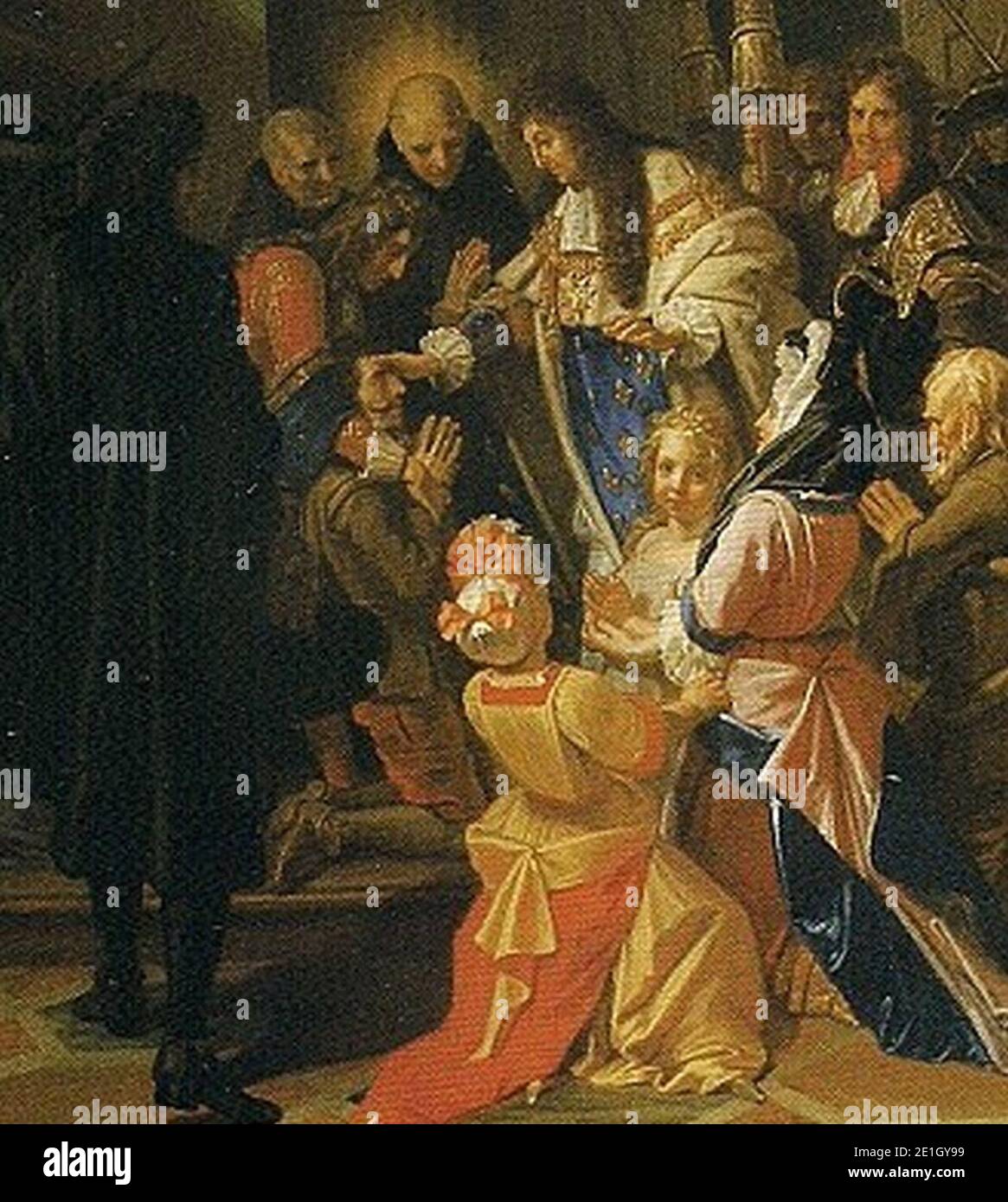Ludwig XIV. Berührt das Gedränge (Ernte). Stockfoto