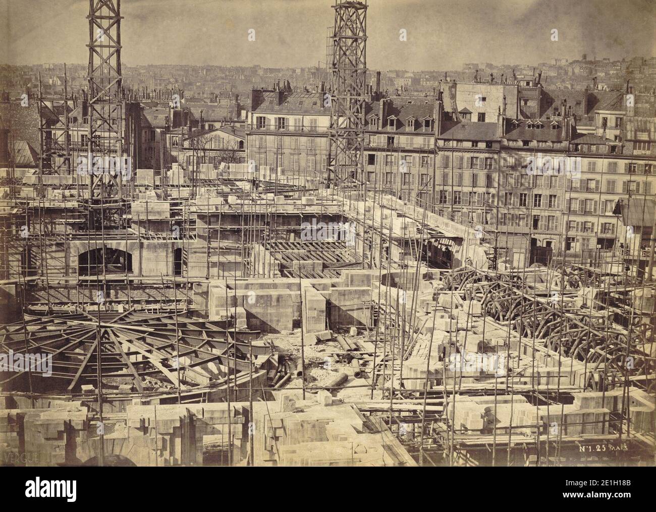 Louis-Émile Durandelle, Construction de l’Opéra, mars 1864. Stockfoto