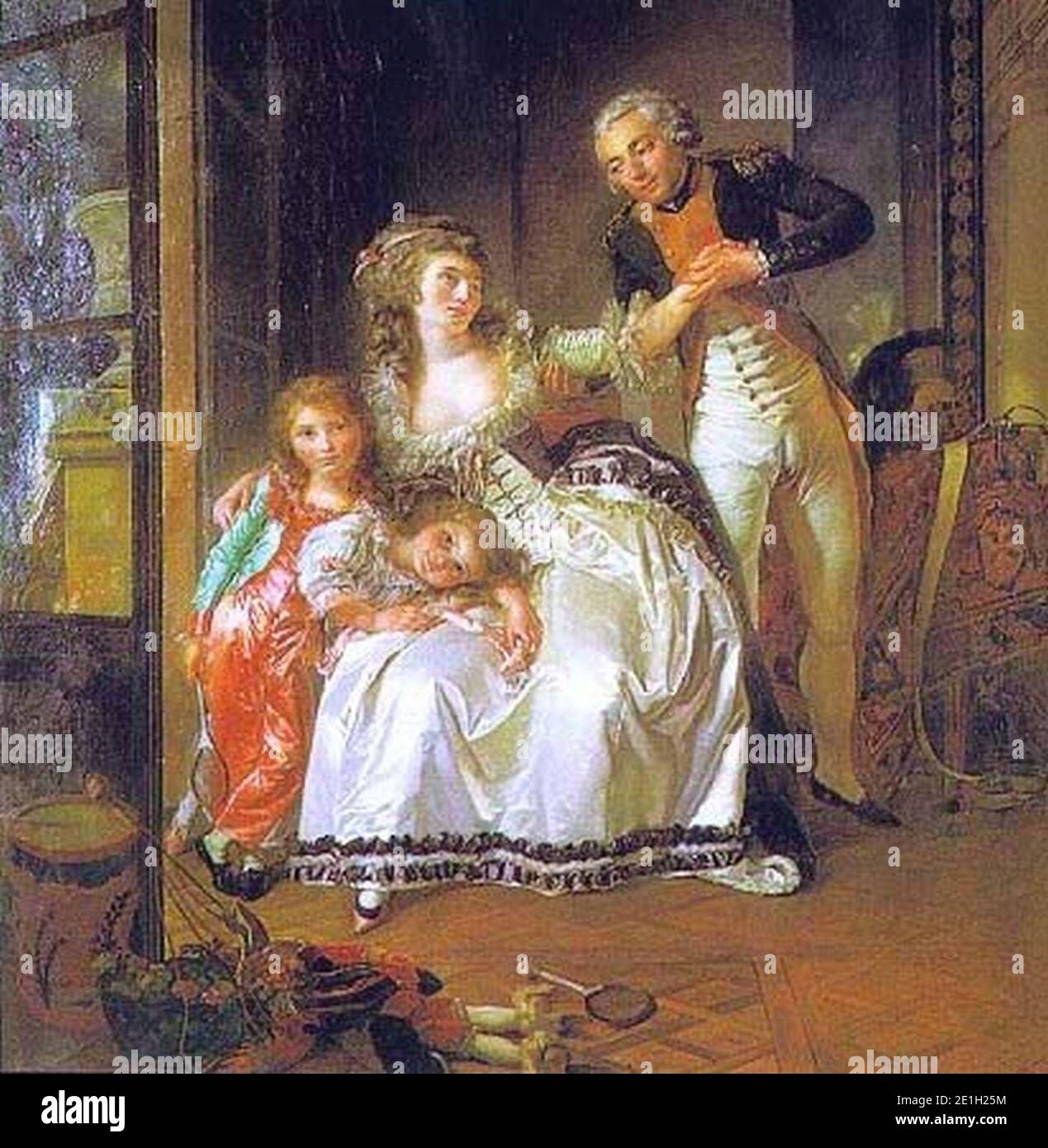 Louis-Roland Trinquesse Portrait du Vicomte de Sainte-Hermine et de sa femme avec leurs deux filles. Stockfoto