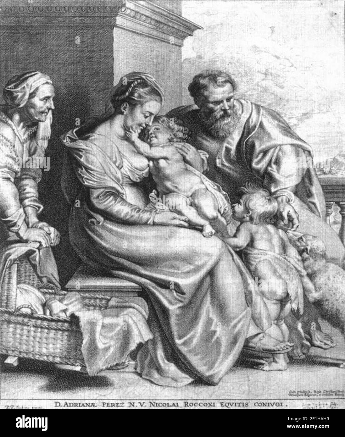 Lucas Vorsterman - Heilige Familie mit St. John und St. Elizabeth Stockfoto