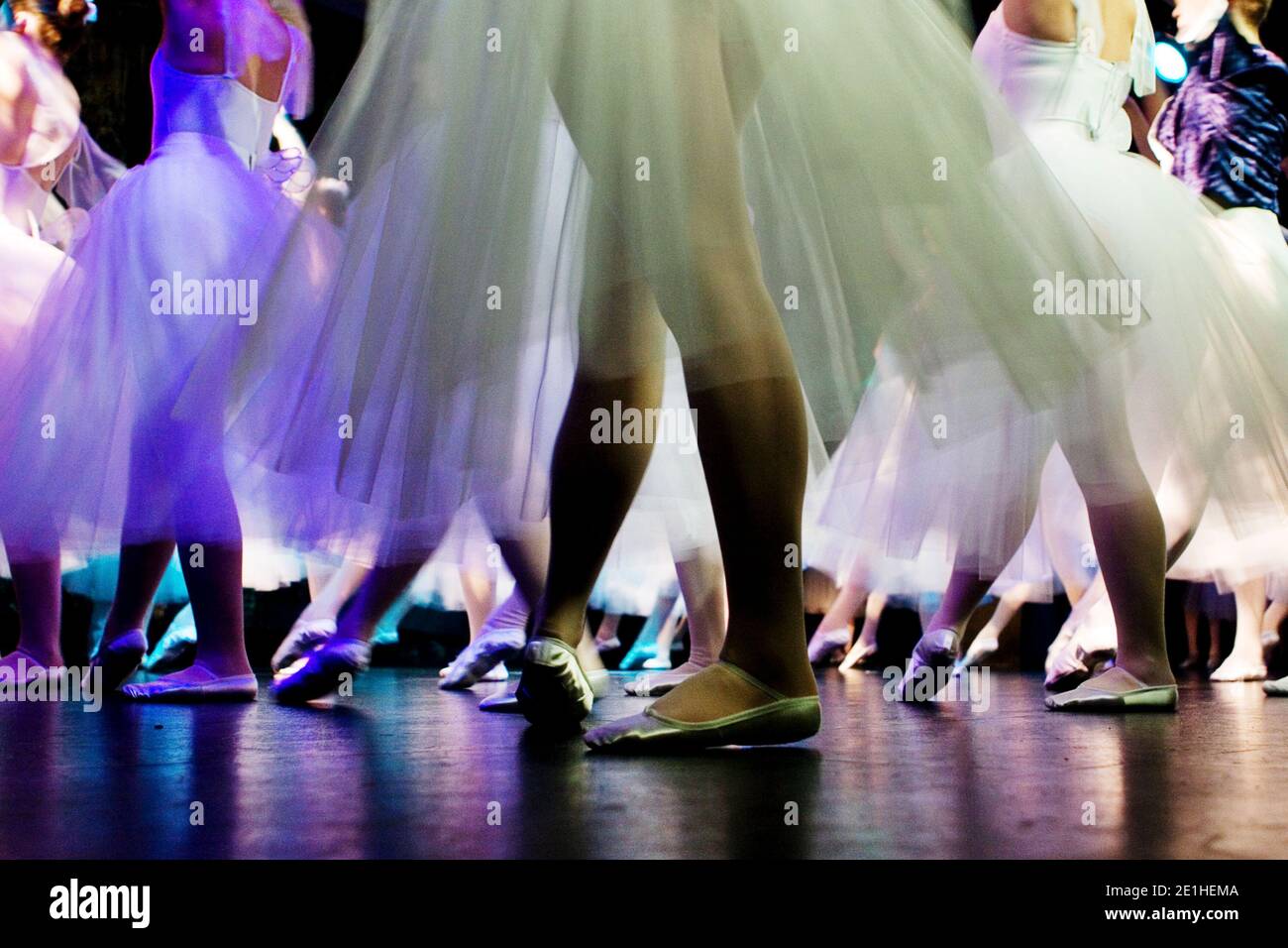 Nahaufnahme der Ballerinas Beine auf der Bühne tanzen Stockfoto