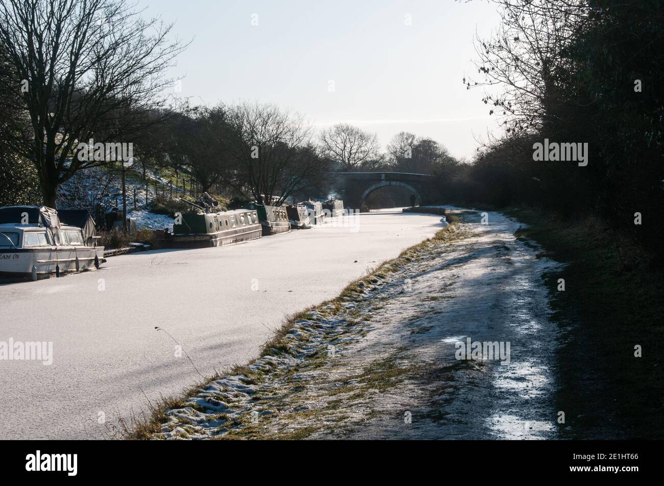 Winter auf dem Leeds nach Liverpool Canal bei Wheelton, Chorley, Großbritannien Stockfoto