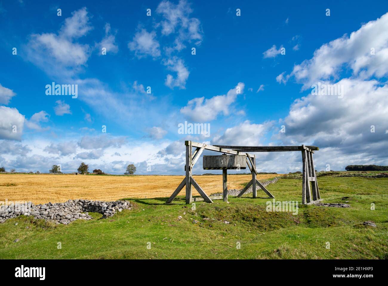 Replica Horse Gin, Magpie Mine, Sheldon, Peak District, Derbyshire, England. Ein stilles Bleibergwerk mit 200 Jahren Geschichte. Stockfoto