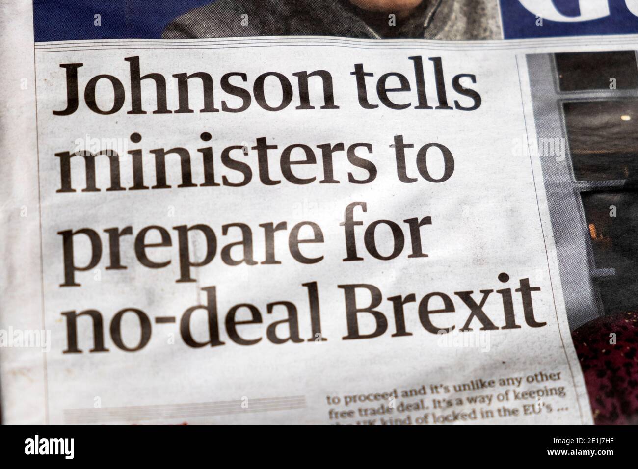 Boris 'Johnson fordert die Minister auf, sich auf einen Brexit ohne Deal vorzubereiten' Guardian Titelseite Schlagzeile am 11. Dezember 2020 in London England GB Stockfoto