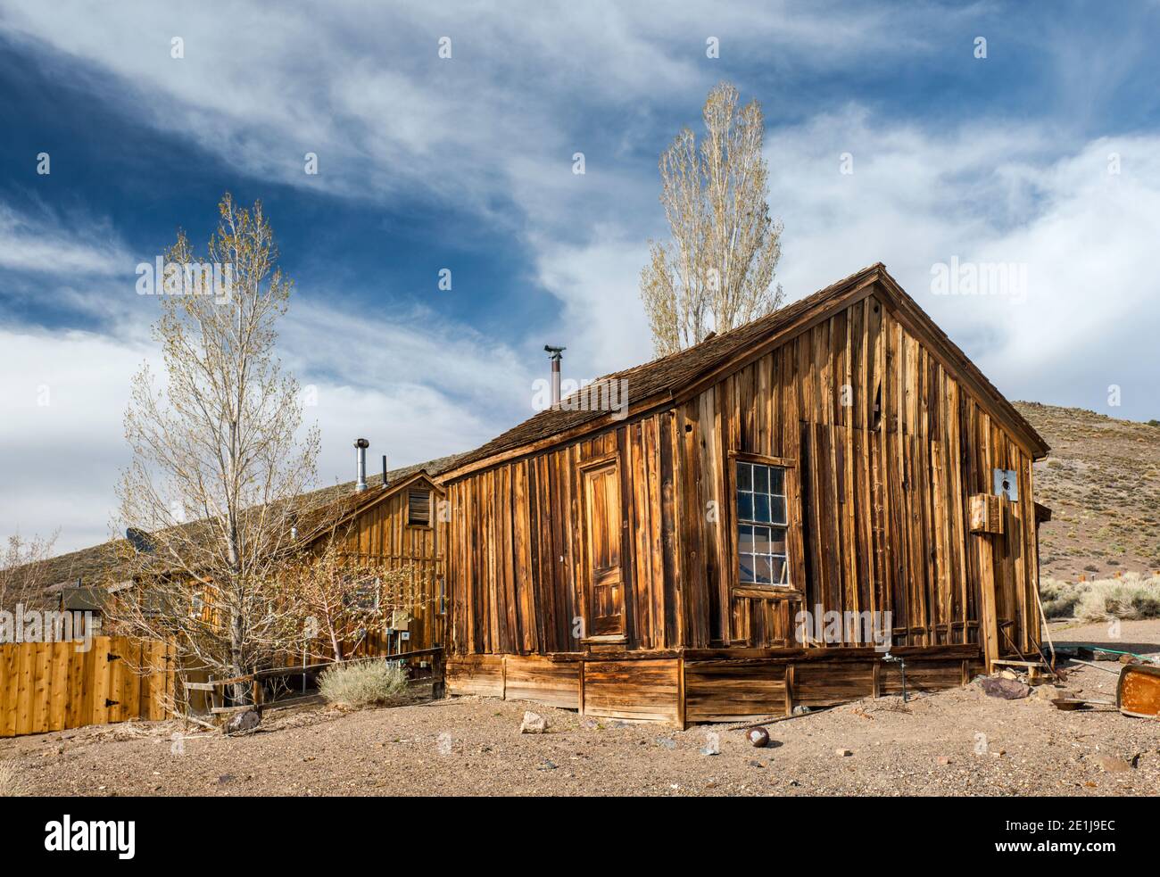 Wohngebäude, Silbermine, Geisterstadt Berlin, Berlin-Ichthyosaur State Park, Nevada, USA Stockfoto