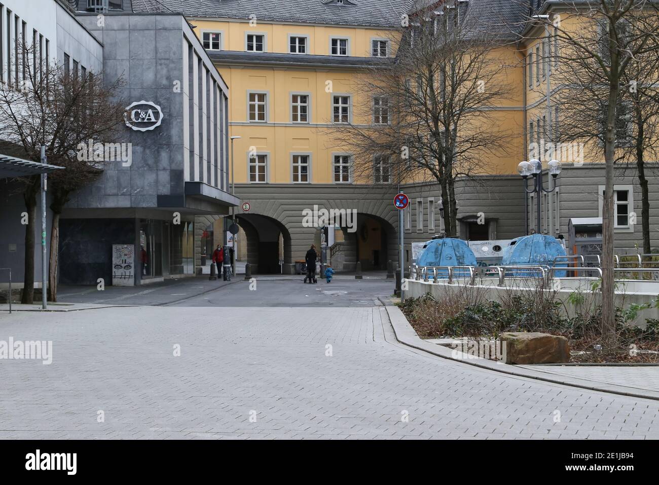 Leere Stadt Bonn während der Corona-Sperre Stockfoto