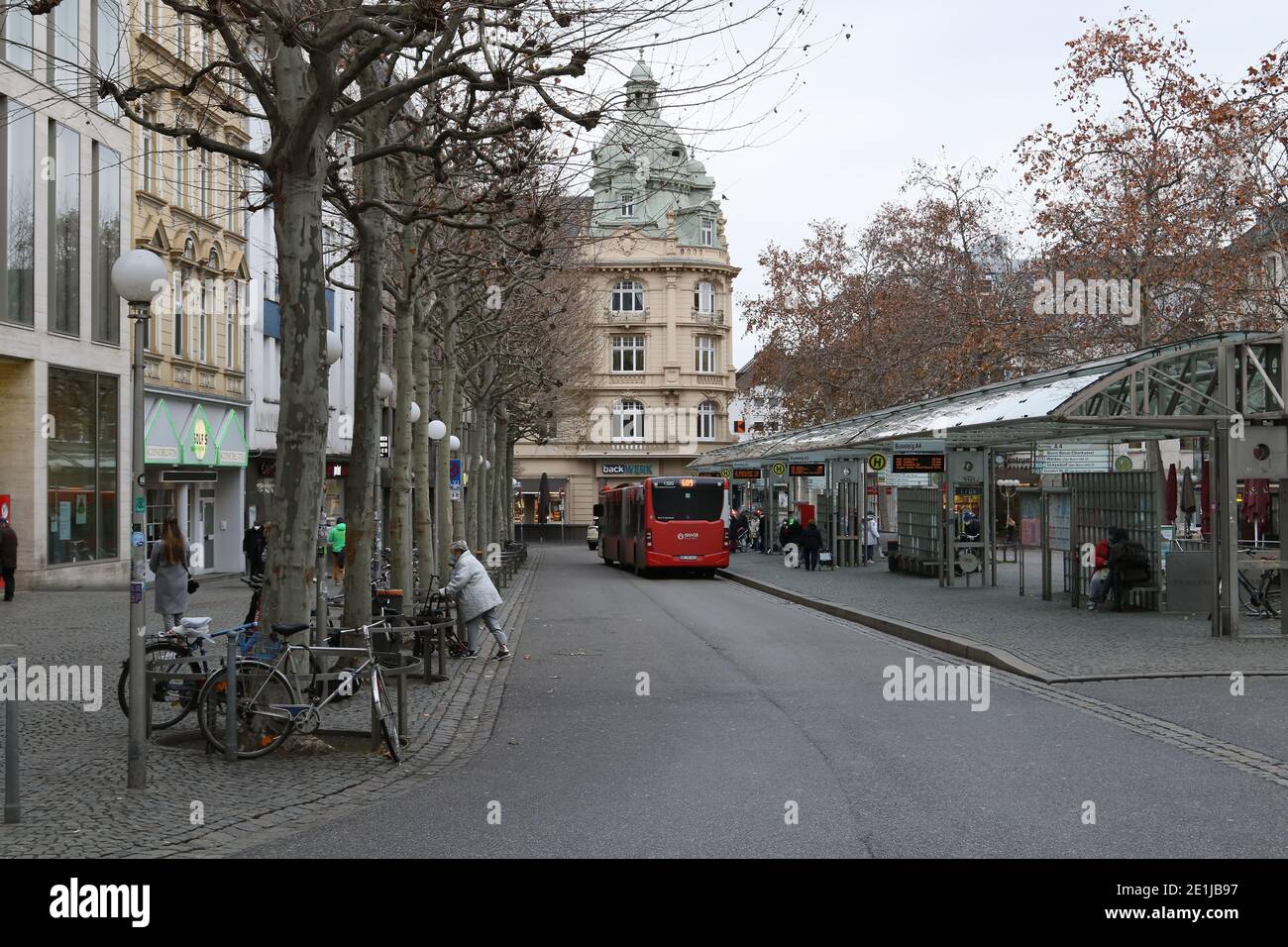 Leere Stadt Bonn während der Corona-Sperre Stockfoto
