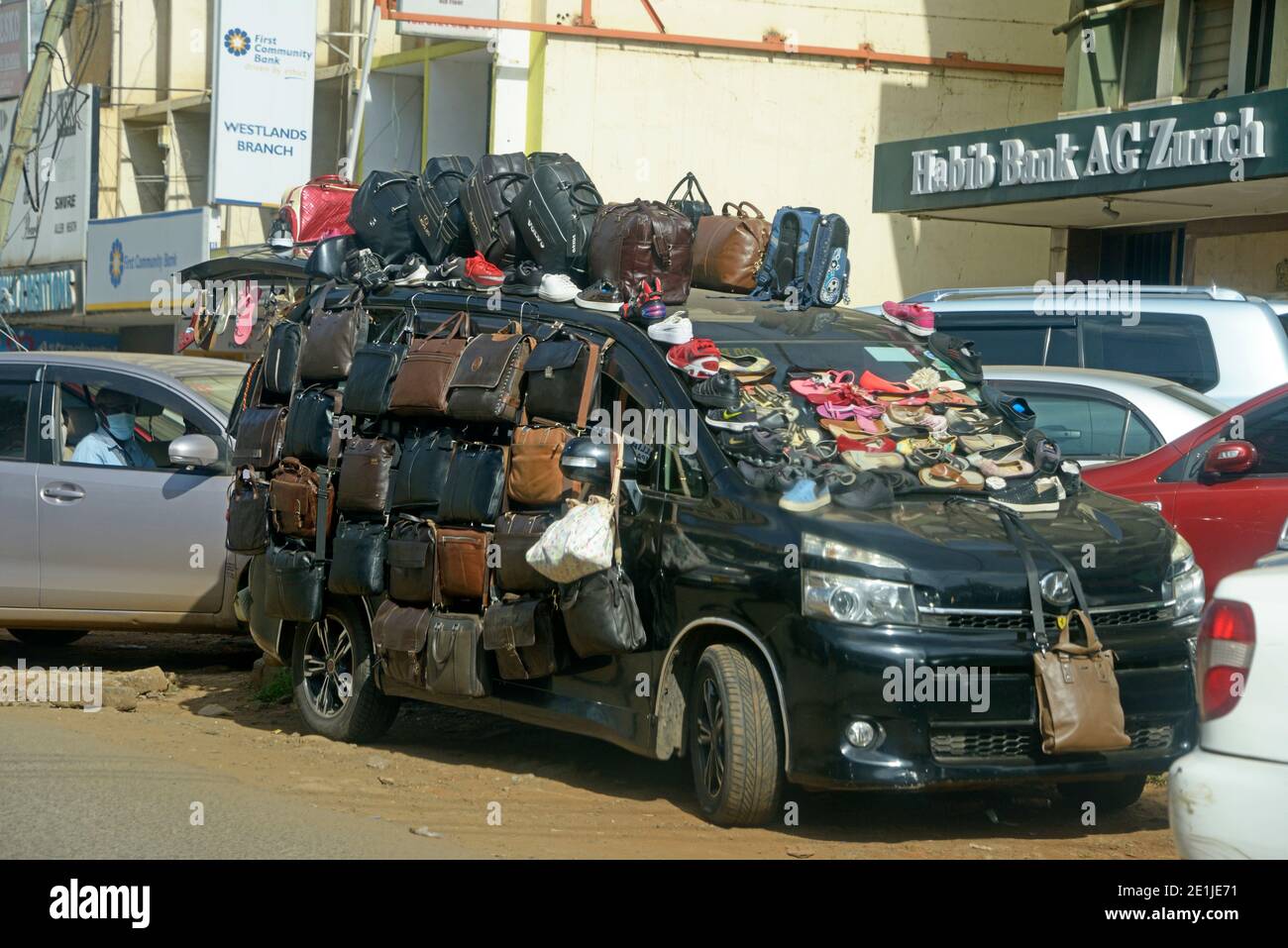 Handtasche Shop van. Straßenrand, Nairobi, Kenia Stockfoto