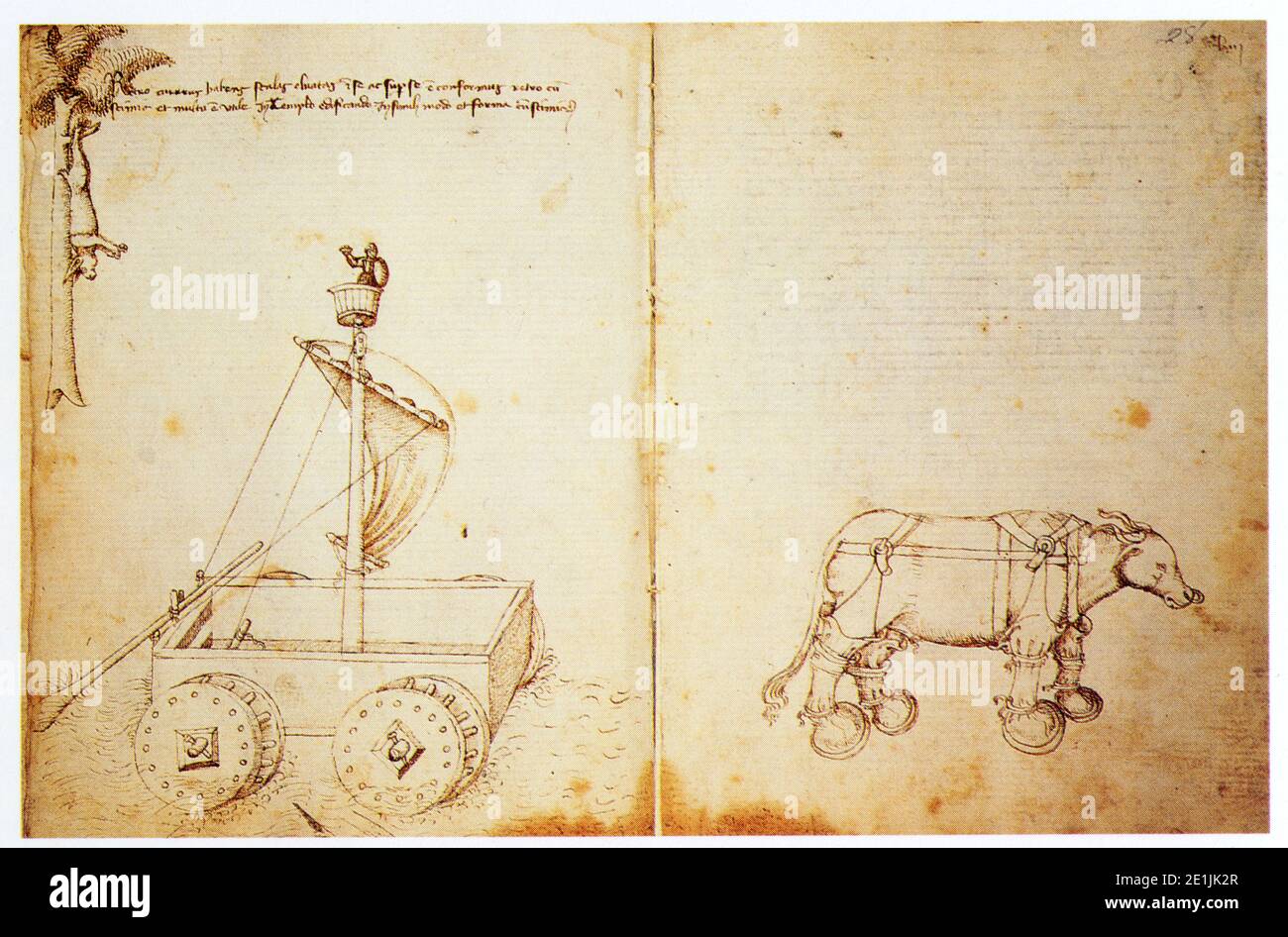 Mariano di Jacopo dit Taccola. 1382-1453. Char Amphibie à voile tiré par un buffle Stockfoto