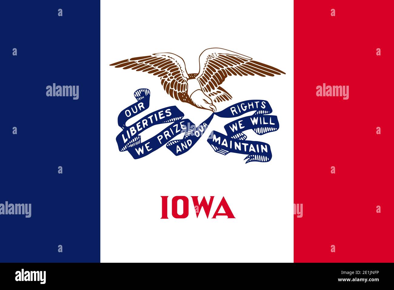 Offizielle große flache Flagge von Iowa Horizontal Stockfoto