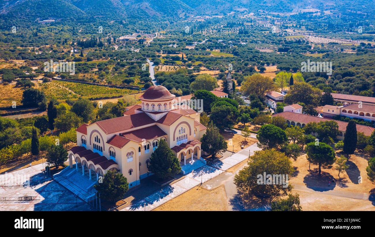 Kloster Agios Gerasimos auf der Insel Kefalonia, Griechenland. Kloster Agios Gerasimos von Kefalonia, Griechenland. Stockfoto