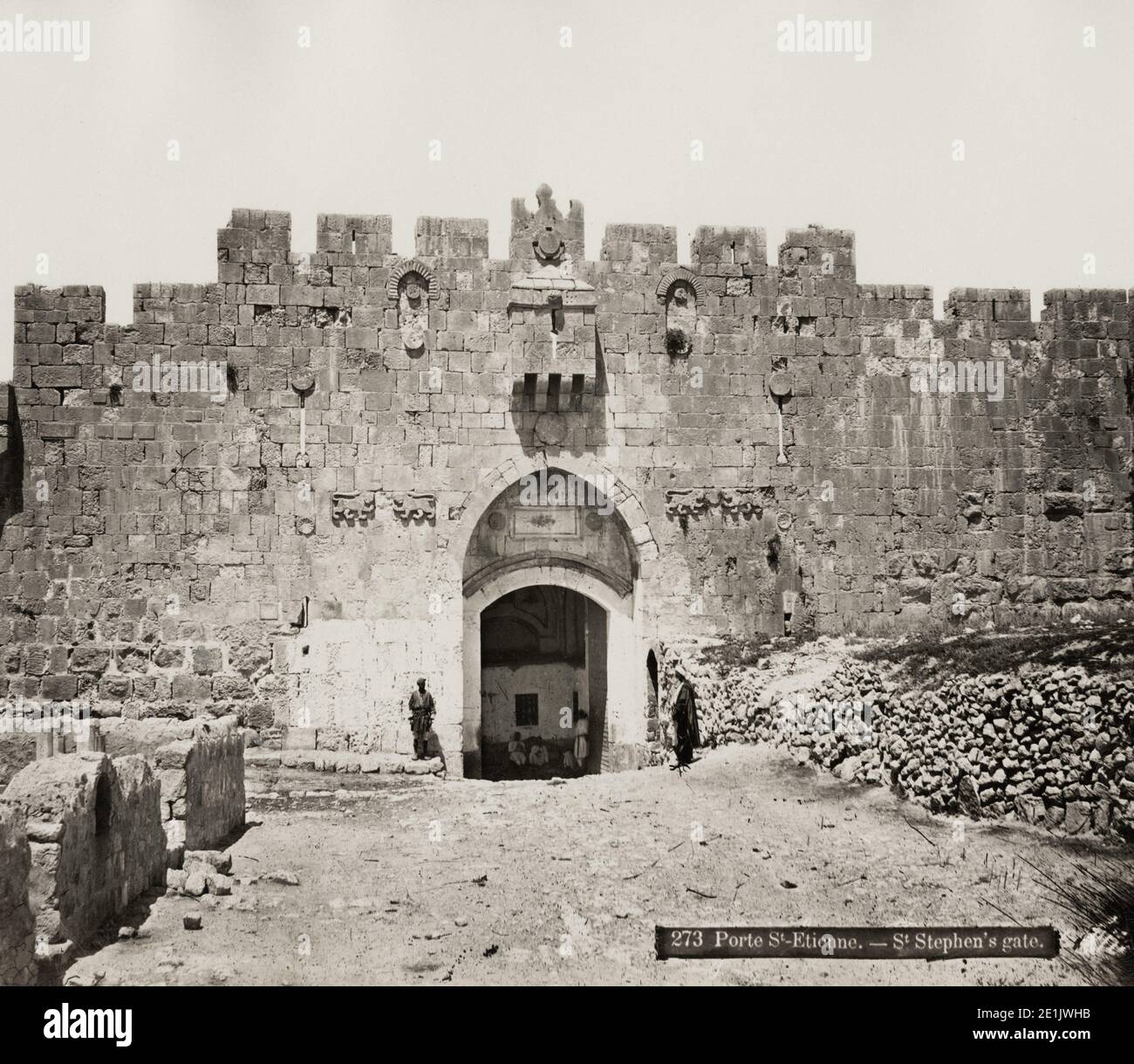 19. Jahrhundert Vintage-Foto: St. Stephen's Gate, Jerusalem, Israel (Palästina) um 1890. Stockfoto