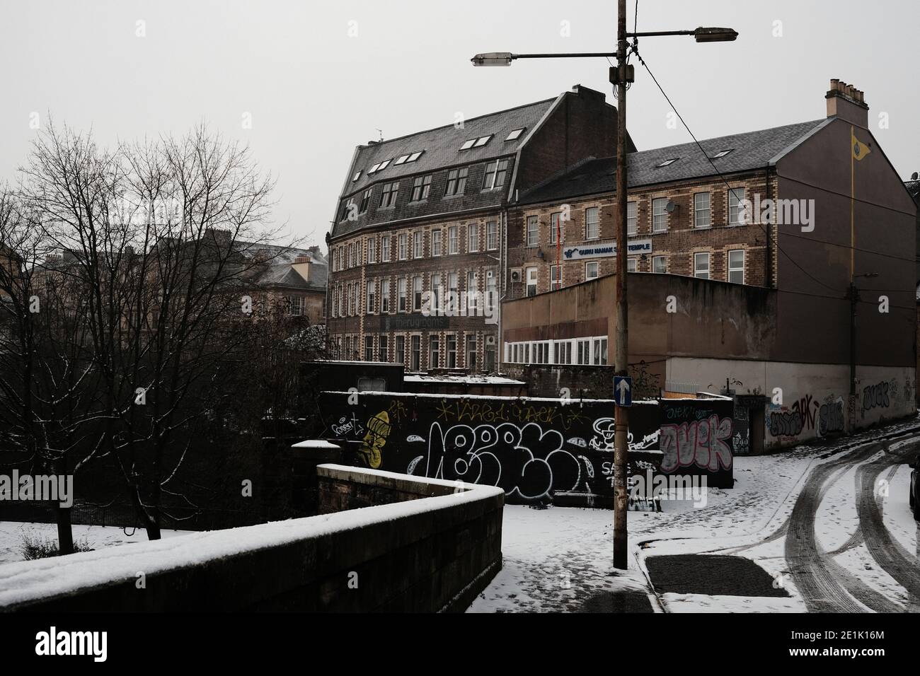Glasgow West-End, Schnee. Januar 2021 Stockfoto