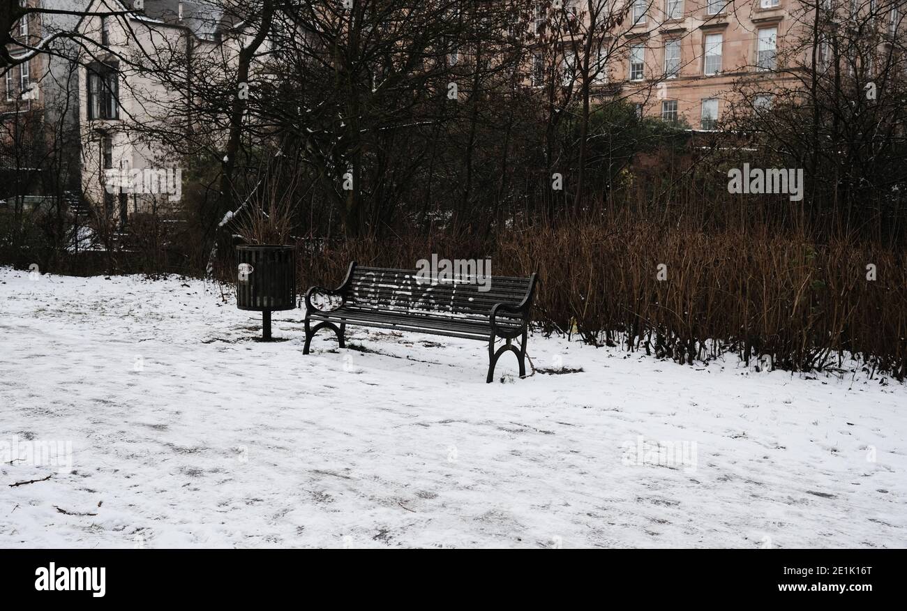 Schnee in Glasgow, 7. Januar 2021 Stockfoto