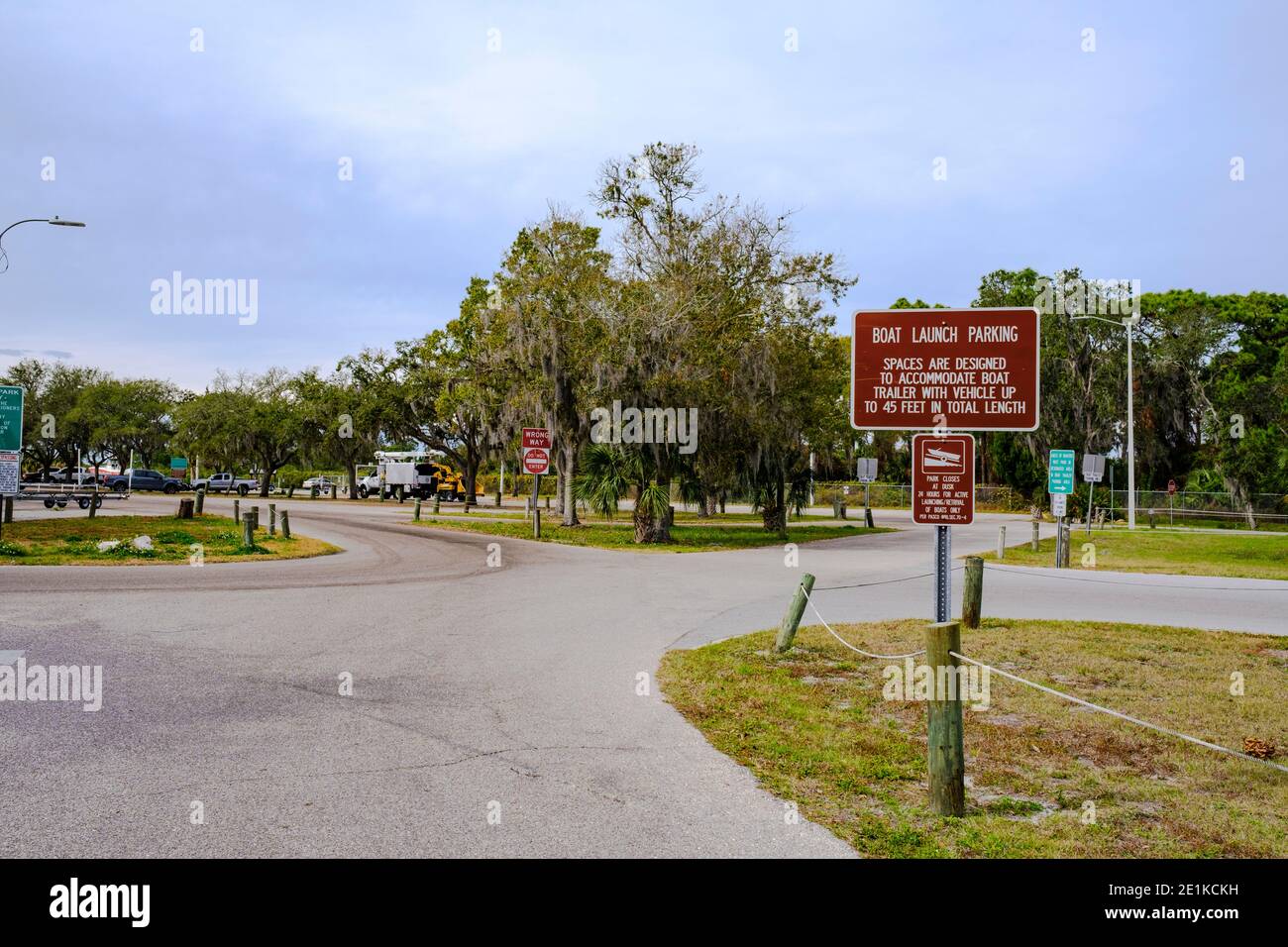 Boot Laundh Parkplatz am Anclote River Park - Urlaub, Florida Stockfoto