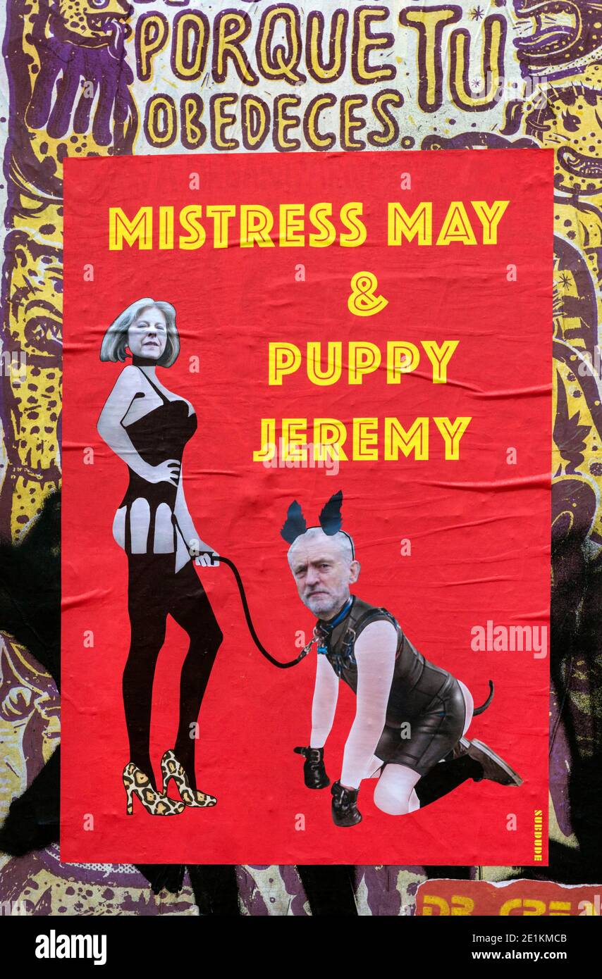 London, England: 24. Mai 2017. Street Art von Künstler SubDude - Mistress May Puppy Jeremy gepostet in Mai 2017 Alamy Stock Image/Jayne Russell Stockfoto