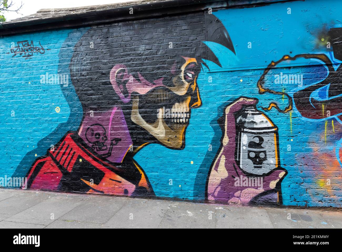 London, England: 24. Mai 2017. Street Art Arbeit des Graffiti-Künstlers Tom Blackford auf der Brick Lane, Shoreditch, London. Alamy Stock Image/Jayne Russell Stockfoto