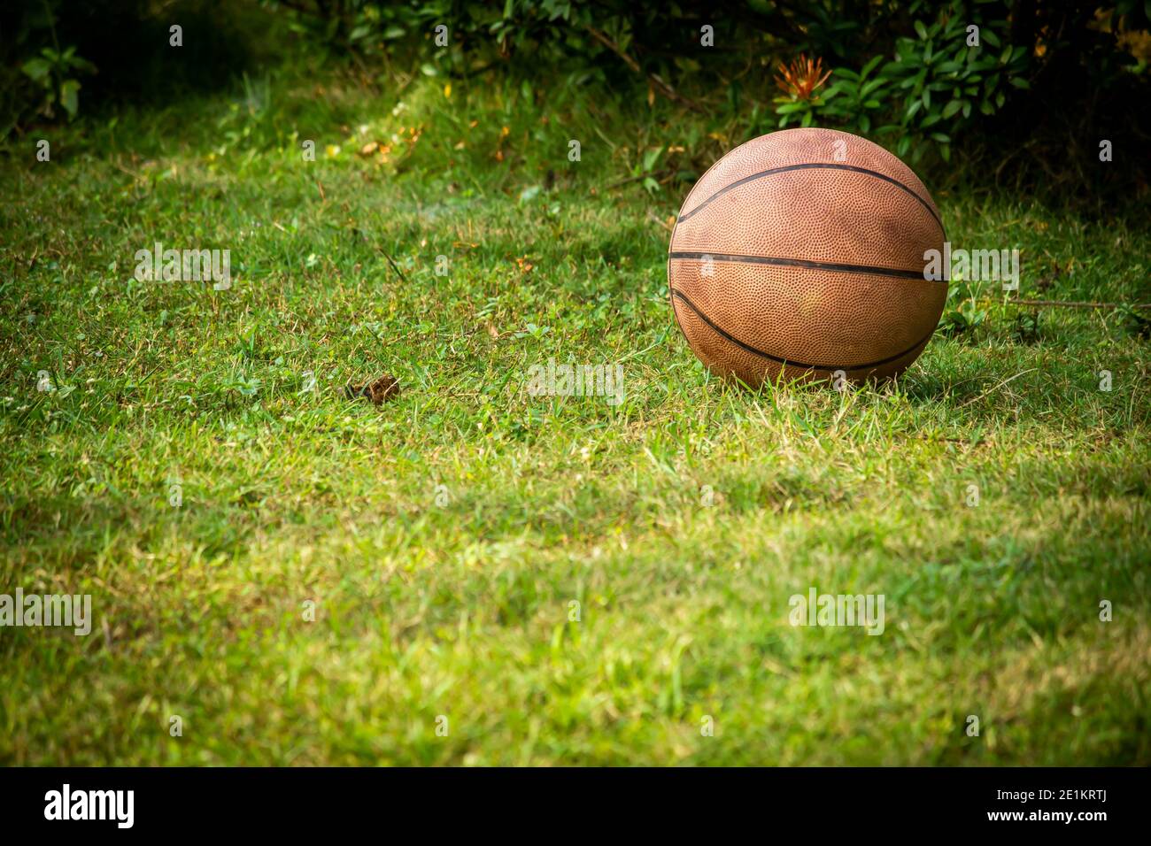 Basketball für Freizeitaktivitäten in einem ländlichen Gebiet. Verwendung für Fitness und gesunde Lebensweise Konzept. Nutzung von sportlichen Aktivitäten. Stockfoto