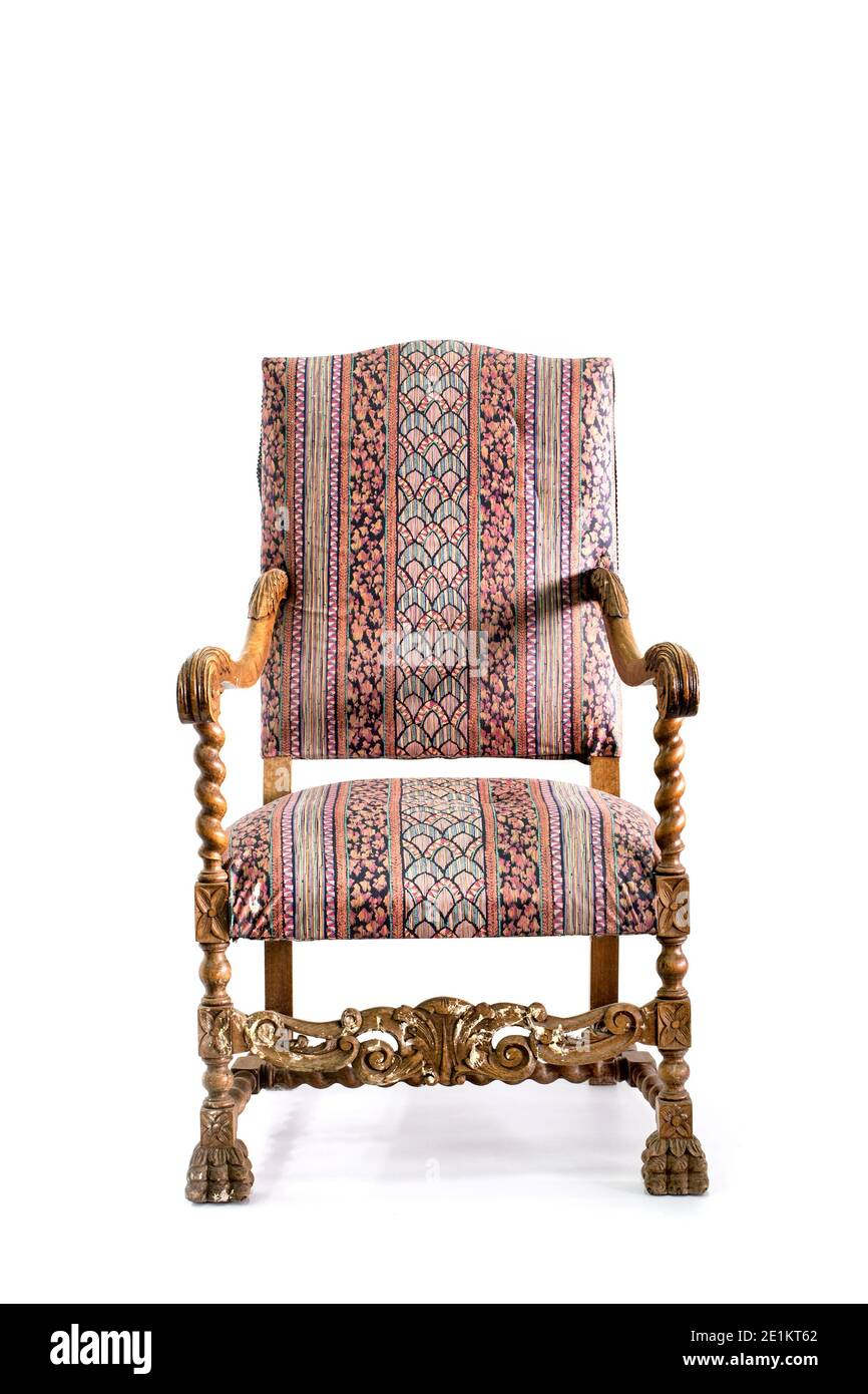 Vintage Sessel auf weißem Hintergrund Stockfoto