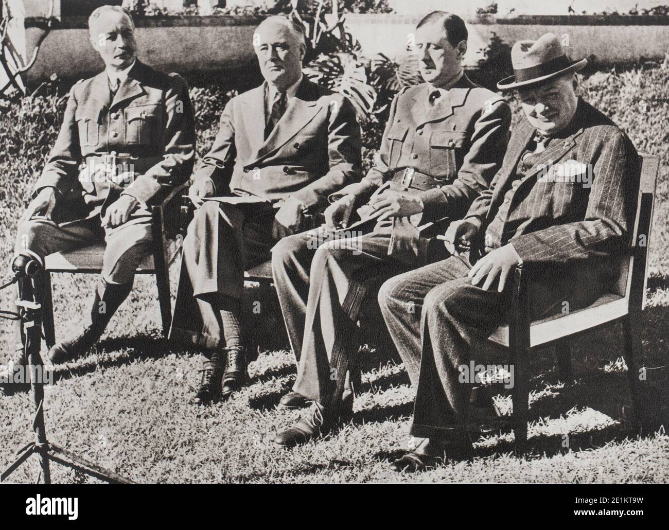 Das Casablanca Konferenz (14. Januar 1943, Marokko). Treffen, um die Situation zu untersuchen und den Plan für die künftige Geschäftstätigkeit um in die Zukunft zu zeichnen, Präsident Roosevelt Stockfoto