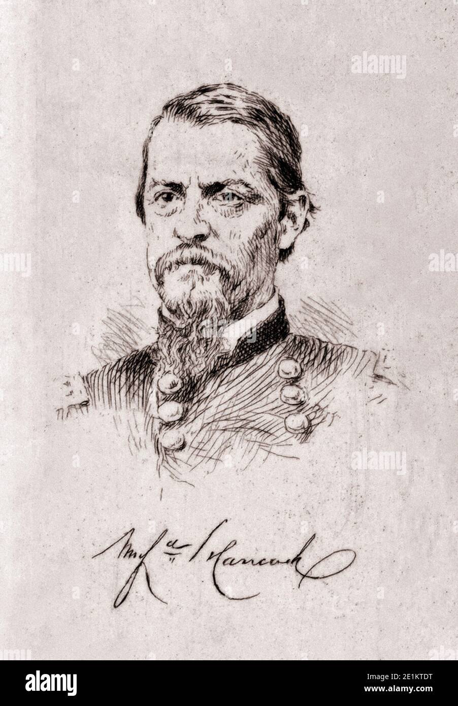 Porträt des Generals Hancock. Winfield Scott Hancock (1824 – 1886) war ein Offizier der US-Armee und der demokratische Kandidat für den Präsidenten der Uni Stockfoto