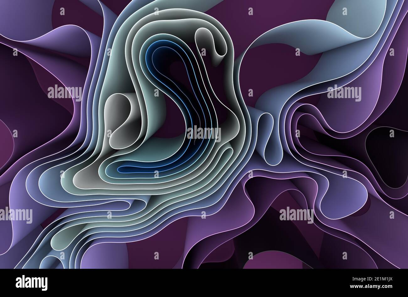 Abstrakte Wellenoberfläche Hintergrund 3d-Illustration in coolen Farben Stockfoto