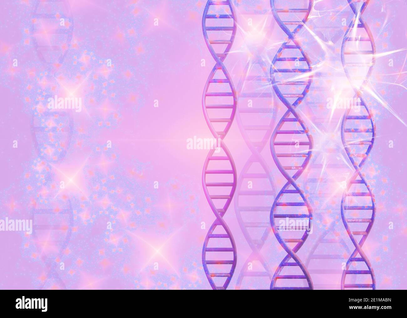 DNA-Moleküle Strukturen auf rosa Hintergrund. Wissenschaft und Technologie, 3d-Rendering Stockfoto