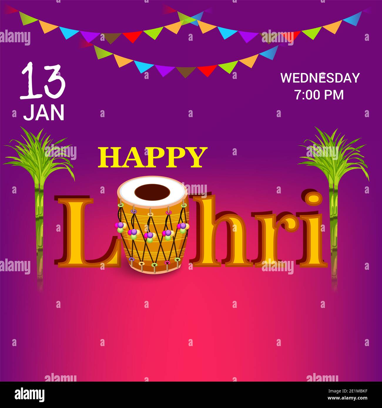 Vector Illustration eines Hintergrund für Happy Lohri urlaub Vorlage für Punjabi Festival. Stockfoto