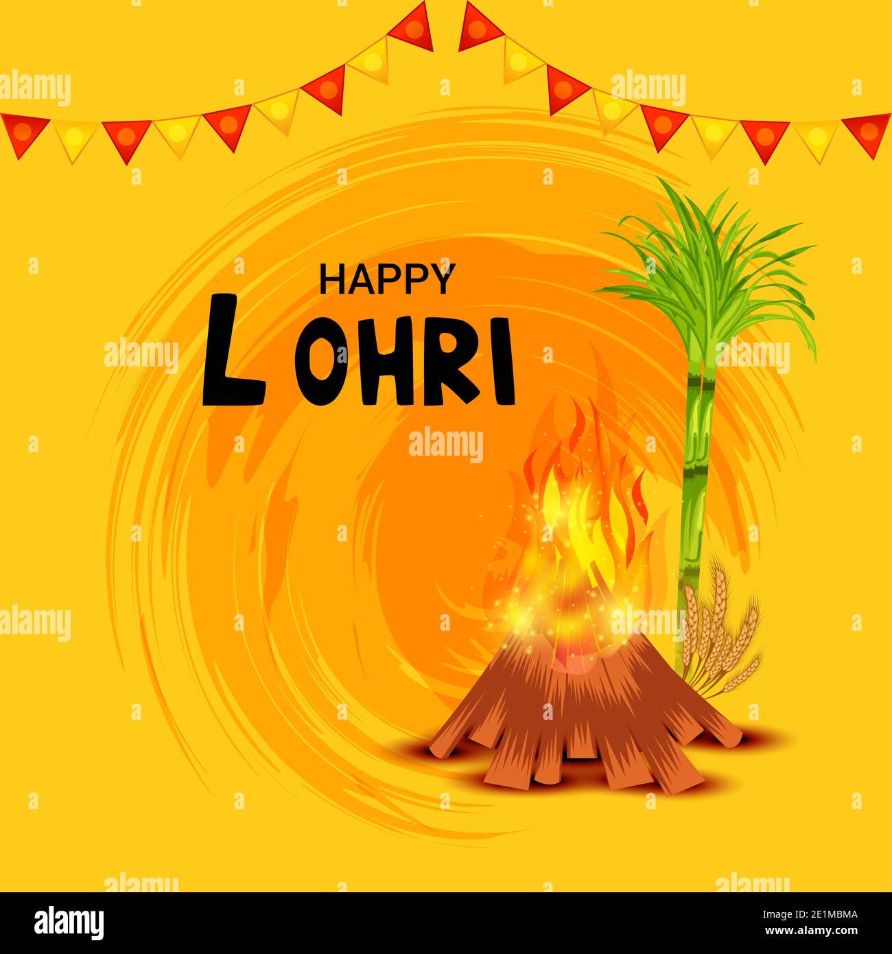 Vector Illustration eines Hintergrund für Happy Lohri urlaub Vorlage für Punjabi Festival. Stockfoto