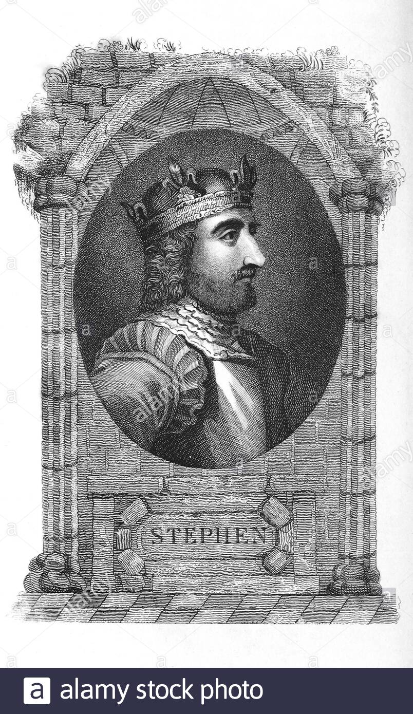 King Stephen Portrait, 1092/6 – 1154, war von 1135 bis zu seinem Tod König von England, Vintage Illustration von 1822 Stockfoto